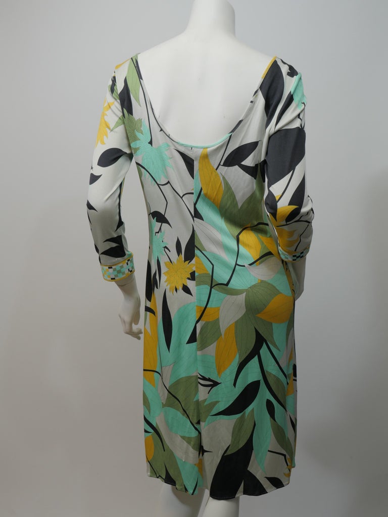 Emilio Pucci Firenze size 41 Green Blue Leaf Print Dress at 1stDibs ...