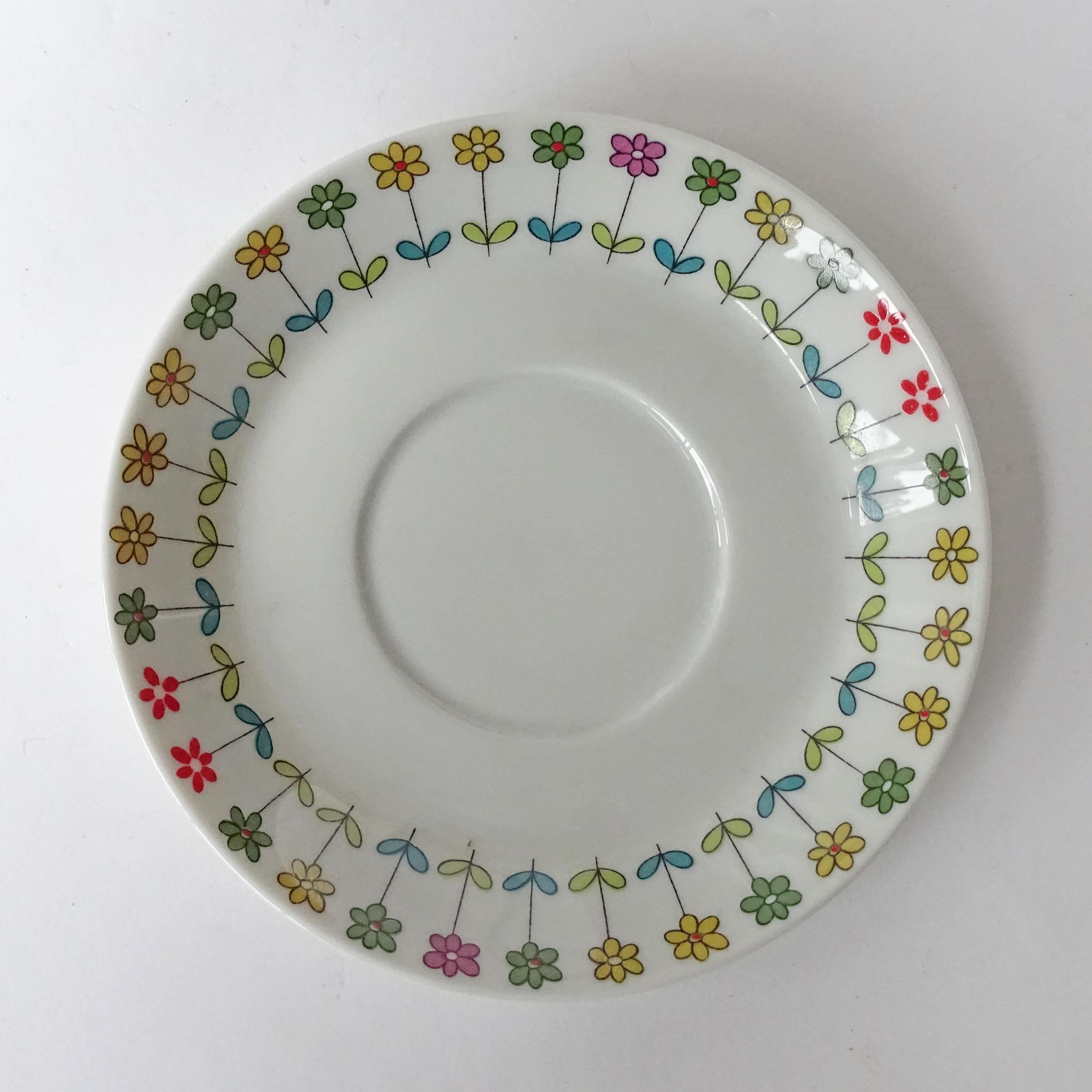 Juego de ocho tazas de café Emilio Pucci Floral Piemonte para Rosenthal, años 60 3