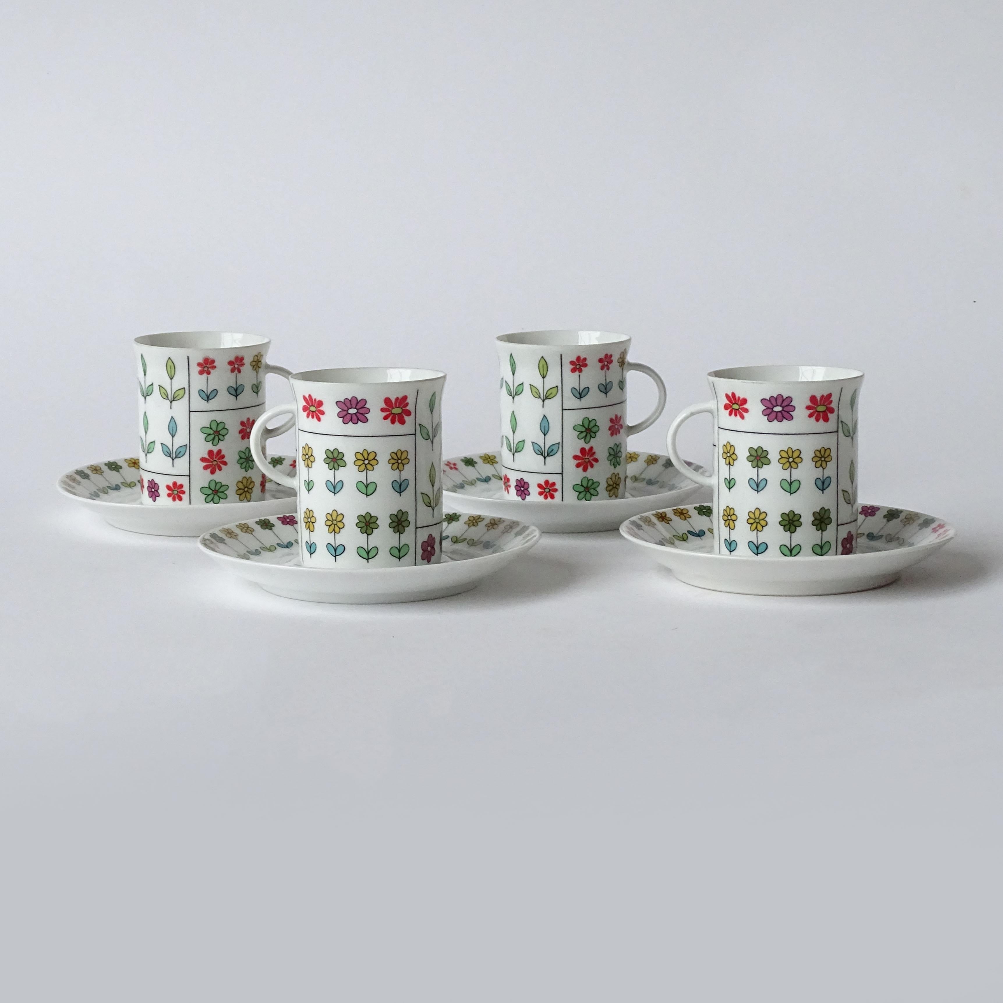 Juego de ocho tazas de café Emilio Pucci Floral Piemonte para Rosenthal, años 60 4