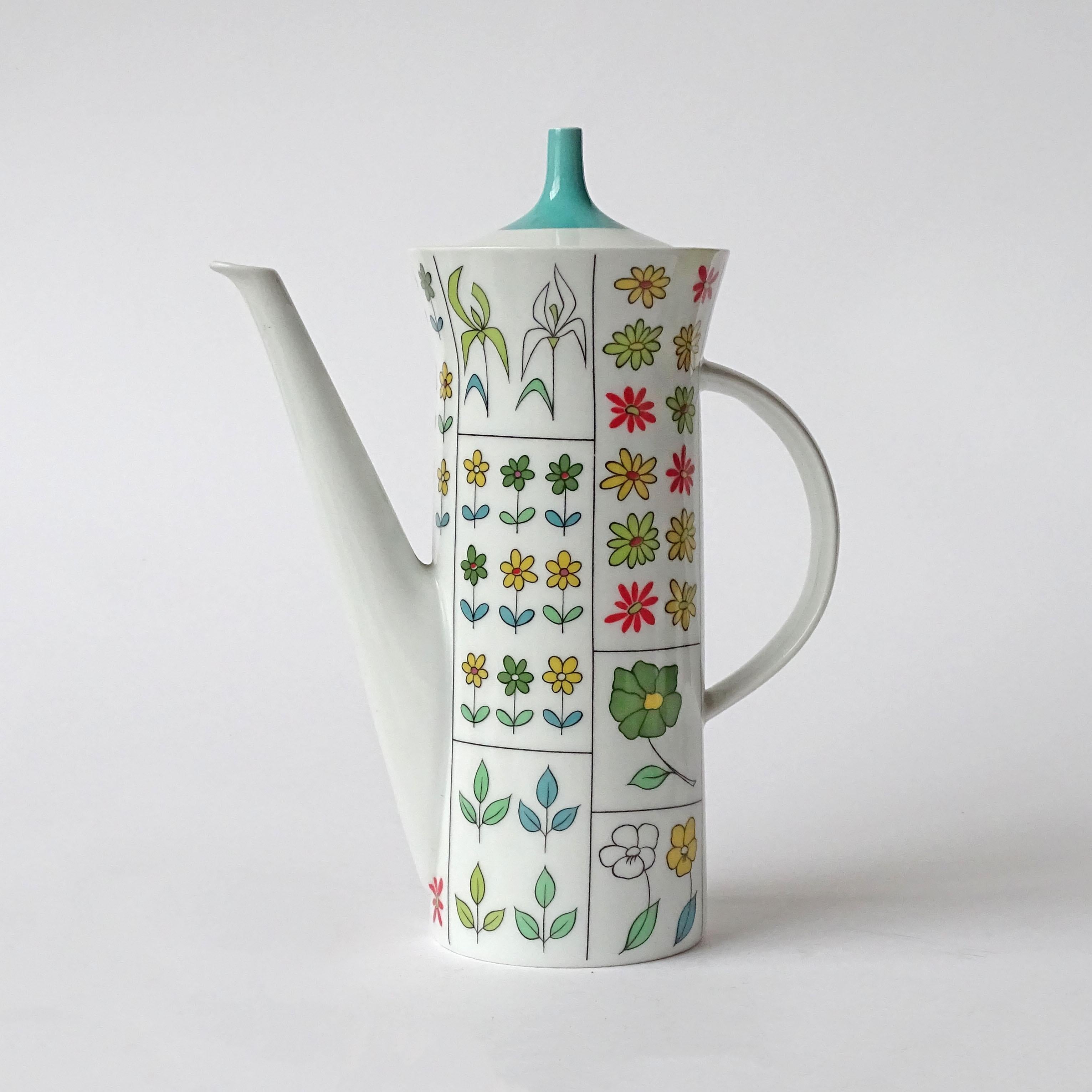 Juego de ocho tazas de café Emilio Pucci Floral Piemonte para Rosenthal, años 60 Alemán