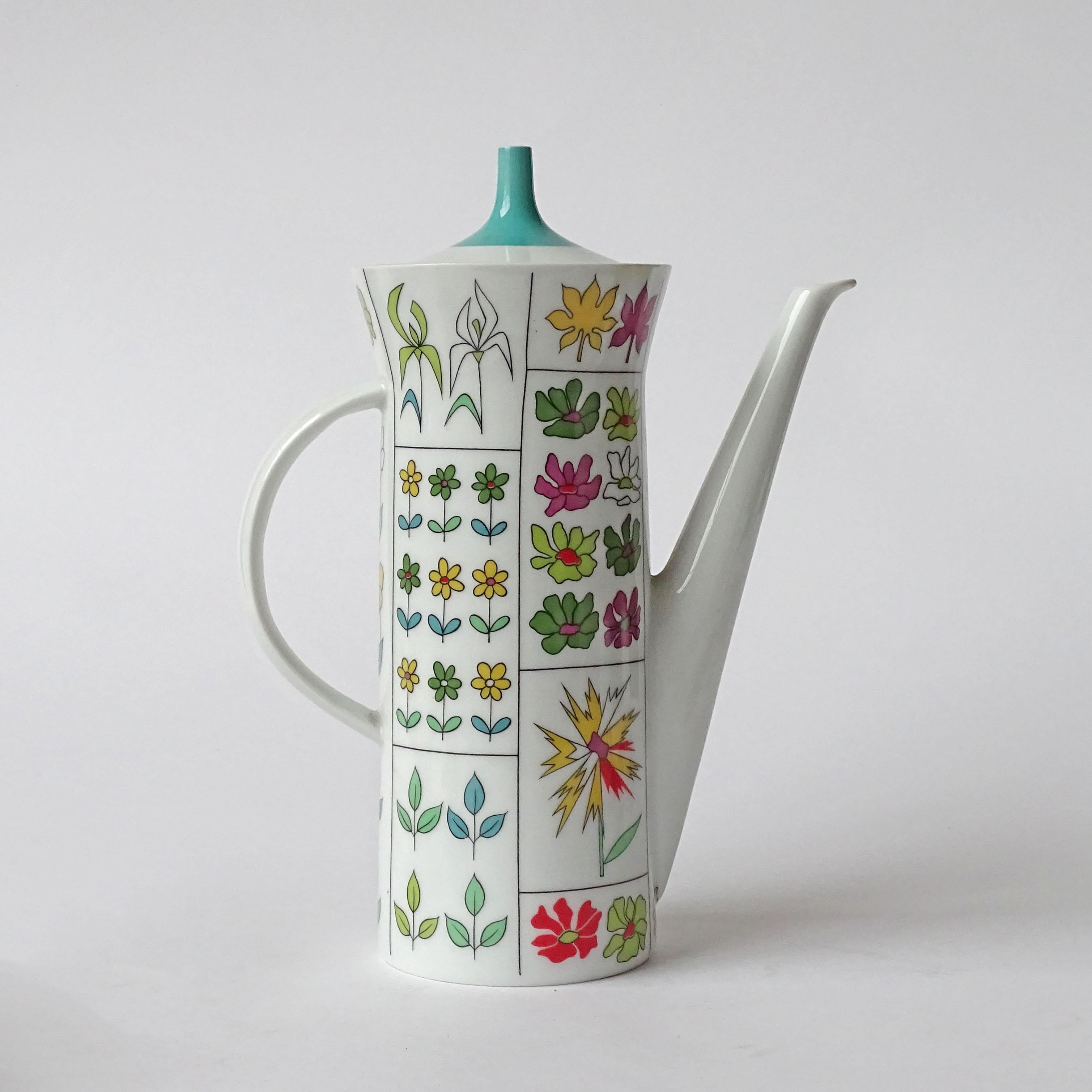 Juego de ocho tazas de café Emilio Pucci Floral Piemonte para Rosenthal, años 60 en Excelente Estado en Milan, IT