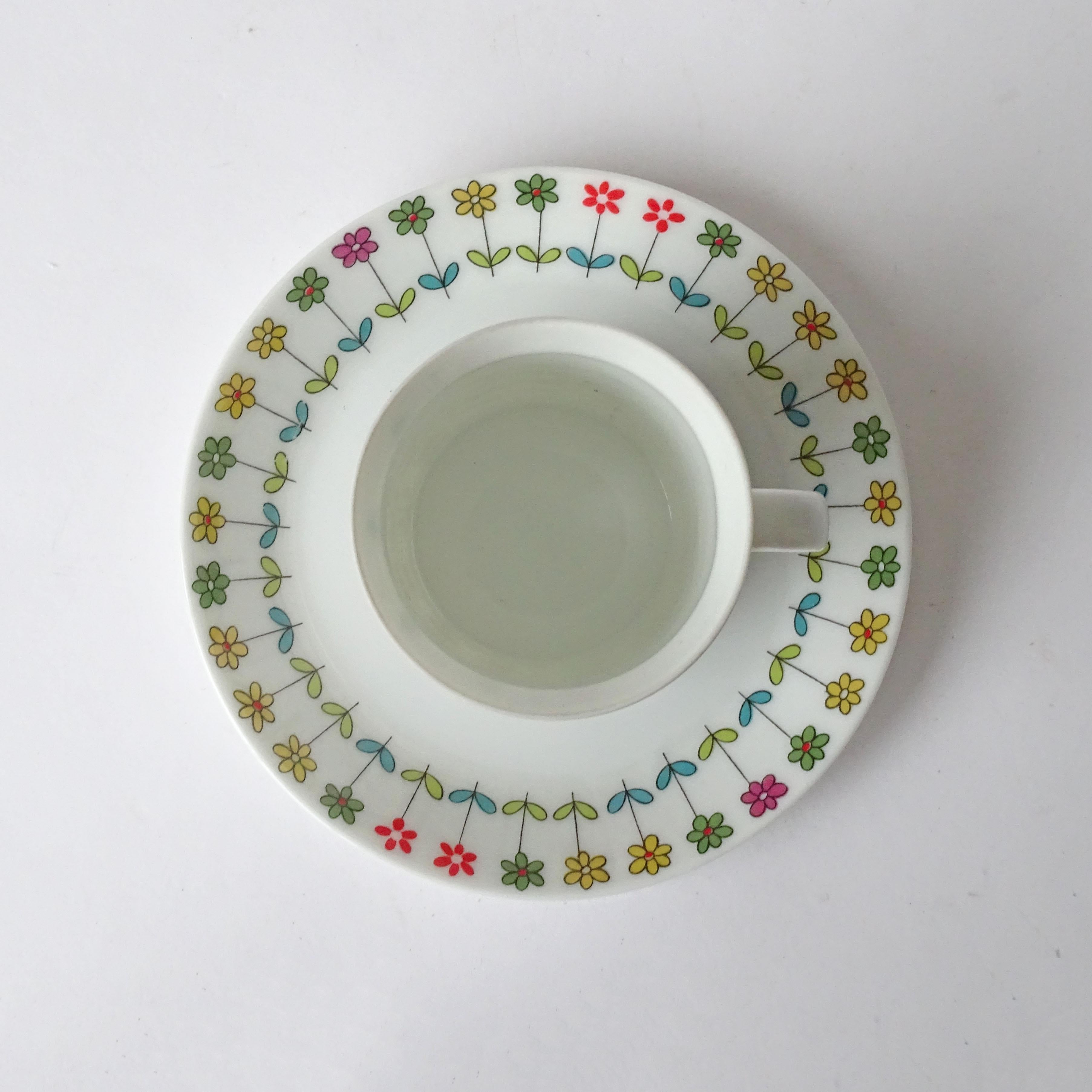 Juego de ocho tazas de café Emilio Pucci Floral Piemonte para Rosenthal, años 60 Porcelana