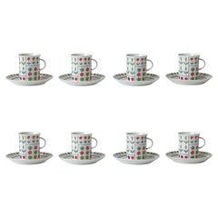 Emilio Pucci Floral Piemonte Set of Eight Coffee Cups for Rosenthal, 1960s