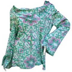 Emilio Pucci Floral Print Tunic Style Blouse, circa 1970s