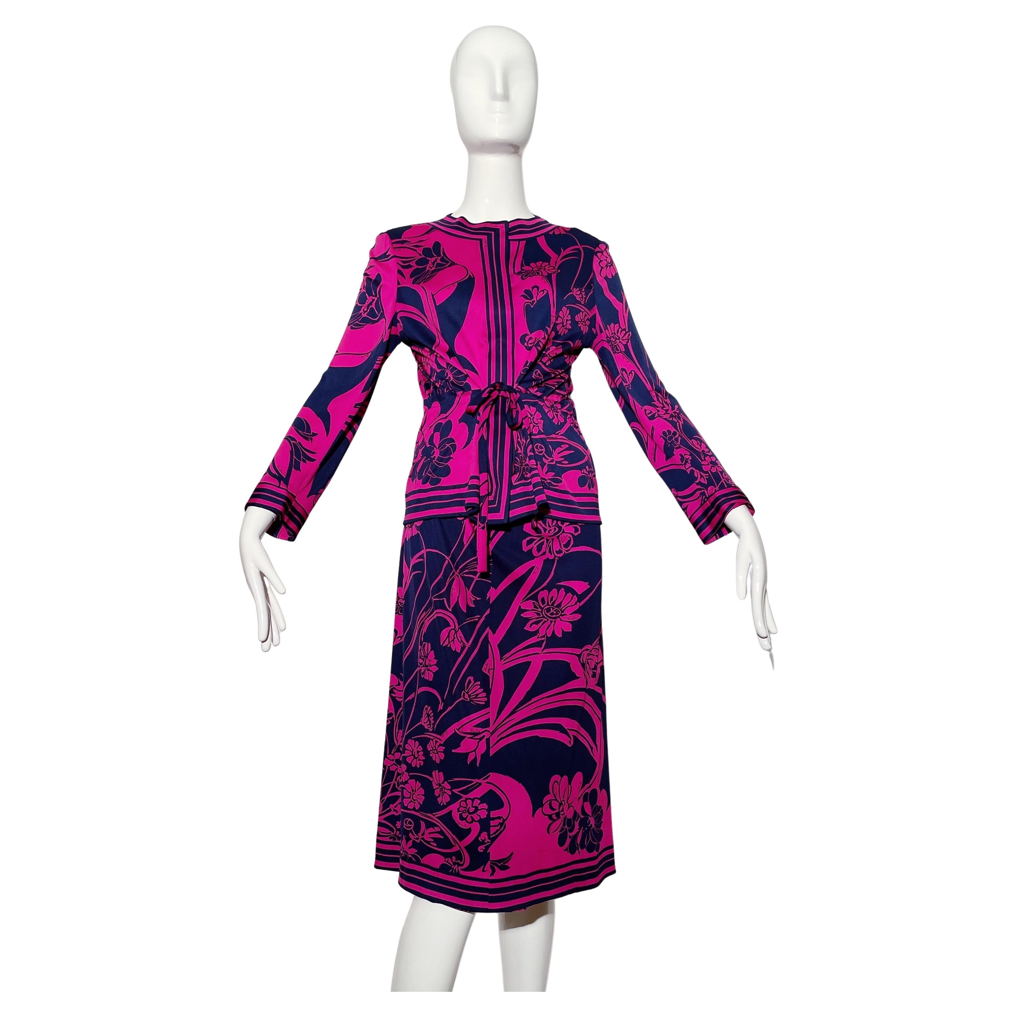 Emilio Pucci Floral Skirt and Blouse Set For Sale