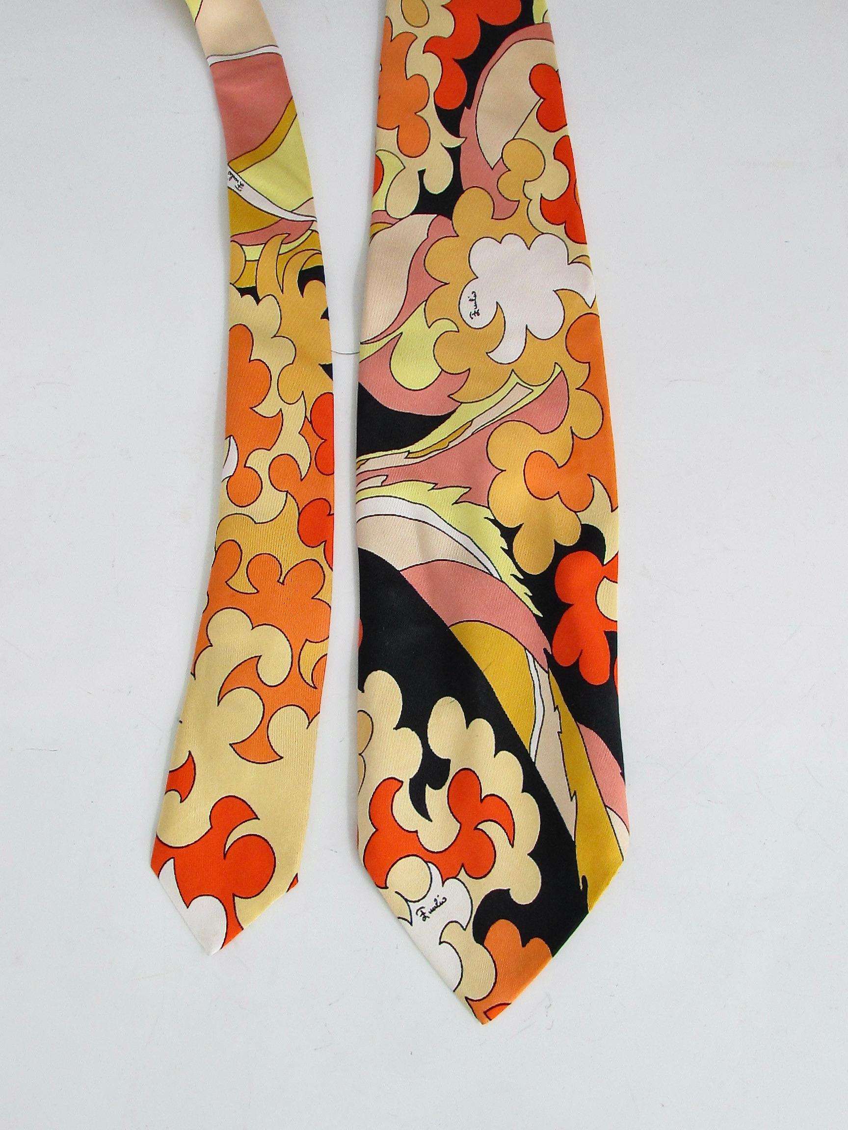 Emilio Pucci Florence Italie cravate en soie de l'époque Memphis pour Saks Fifth Avenue en vente 1