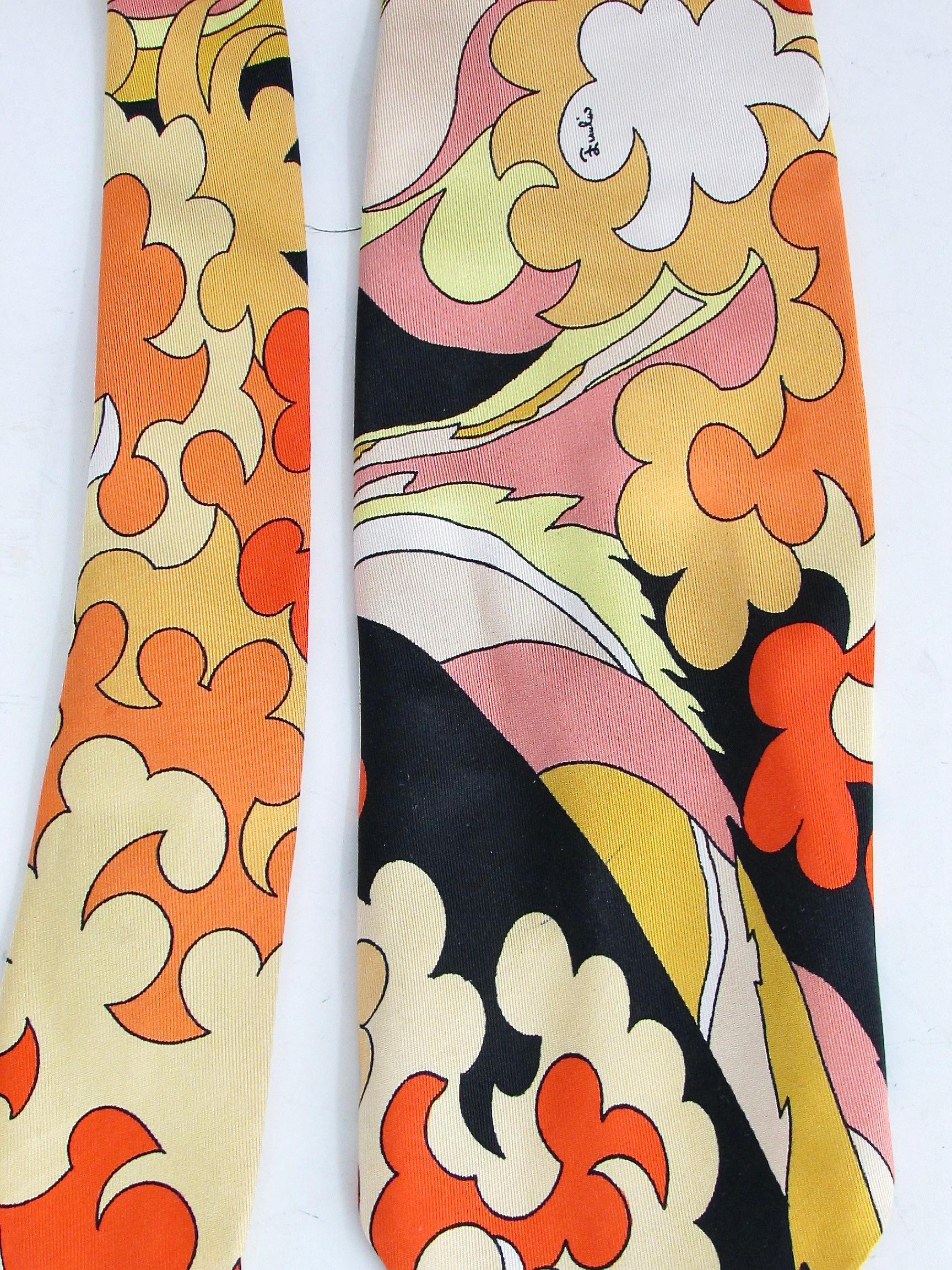 Emilio Pucci Florence Italie cravate en soie de l'époque Memphis pour Saks Fifth Avenue en vente 2