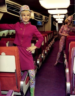 Emilio Pucci for Braniff 1965 Stewardess Uniform with Skirt Suit, Hat, and Bag