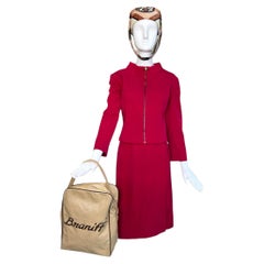 Emilio Pucci for Braniff 1965 Stewardess Uniform with Skirt Suit, Hat, and Bag