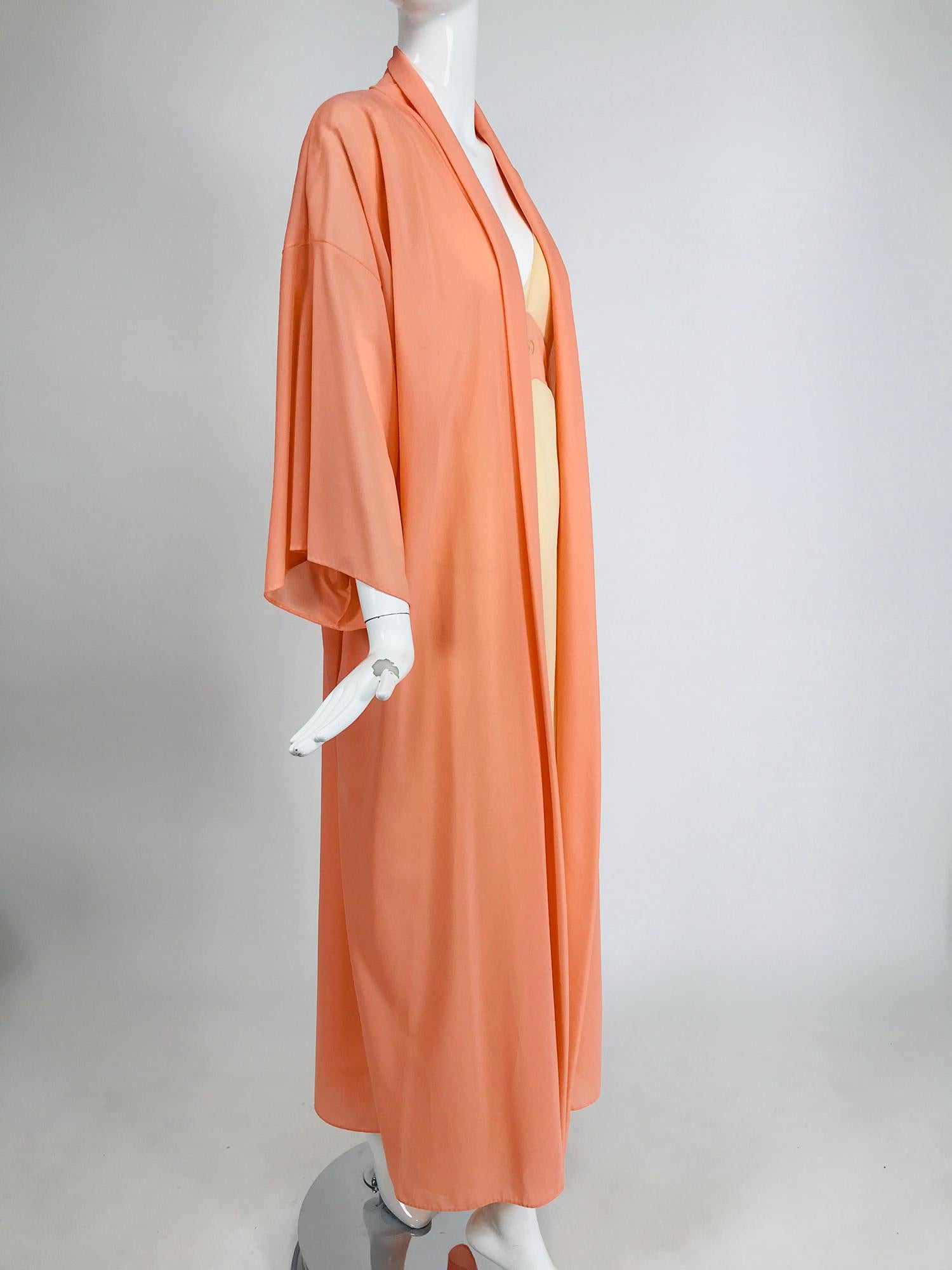 Orange Emilio Pucci for Formfit Rogers 2pc. Sheer Peignoir Robe & Gown 1970s