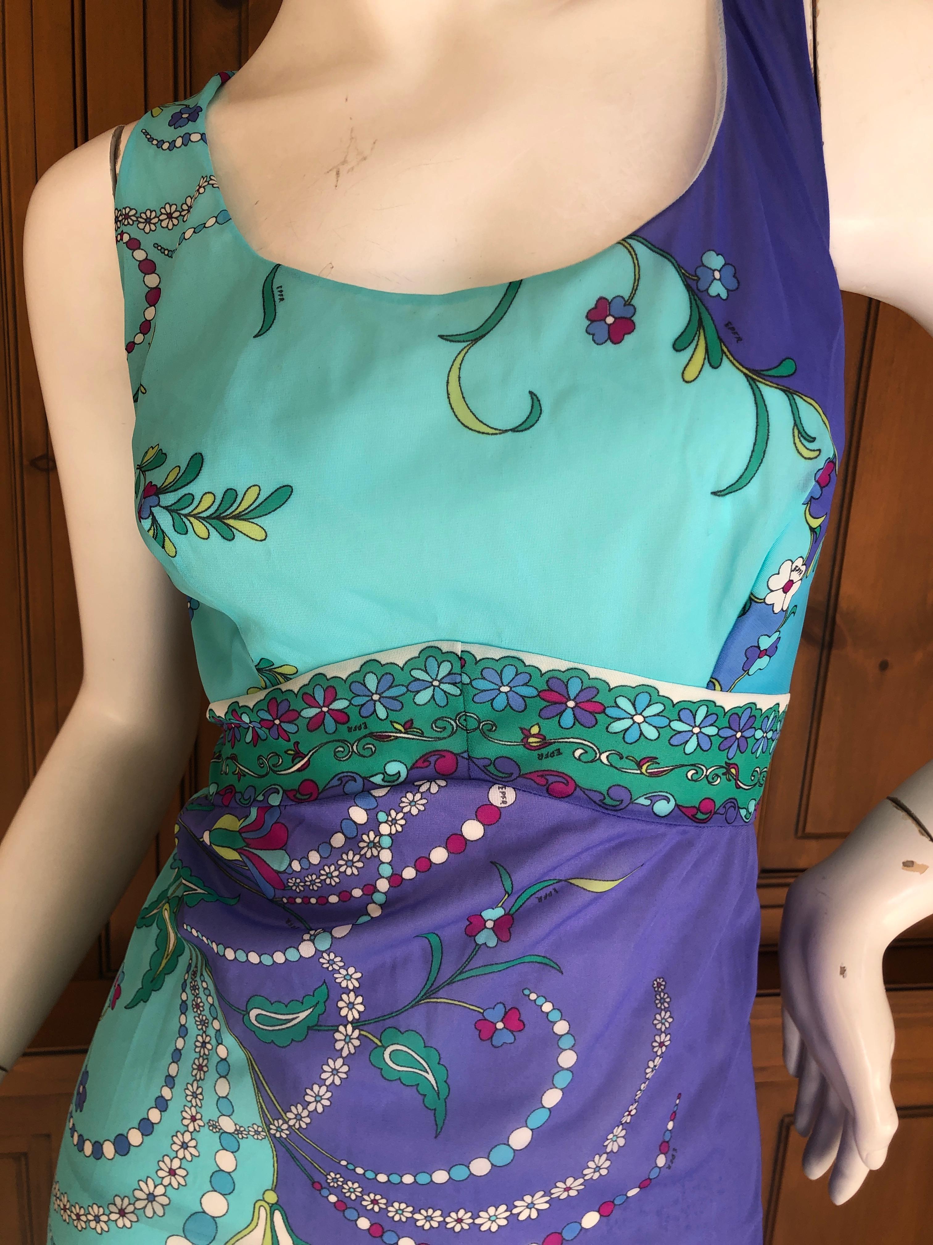 Emilio Pucci for Formfit Rogers Colorful Vintage 1960's Nightgown Dress In Excellent Condition For Sale In Cloverdale, CA