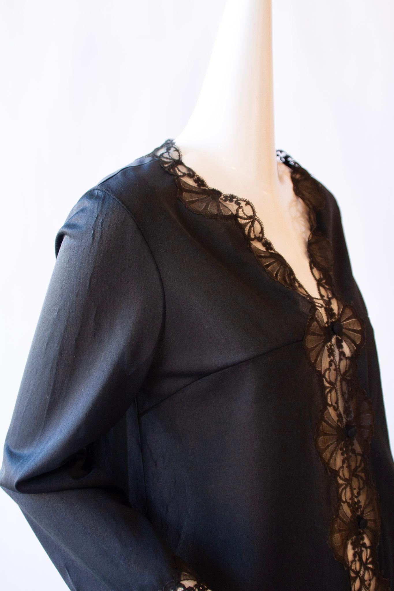 EMILIO PUCCI for Formfit Rogers, Mid-Length Black Silk Button Robe, circa 1960 3