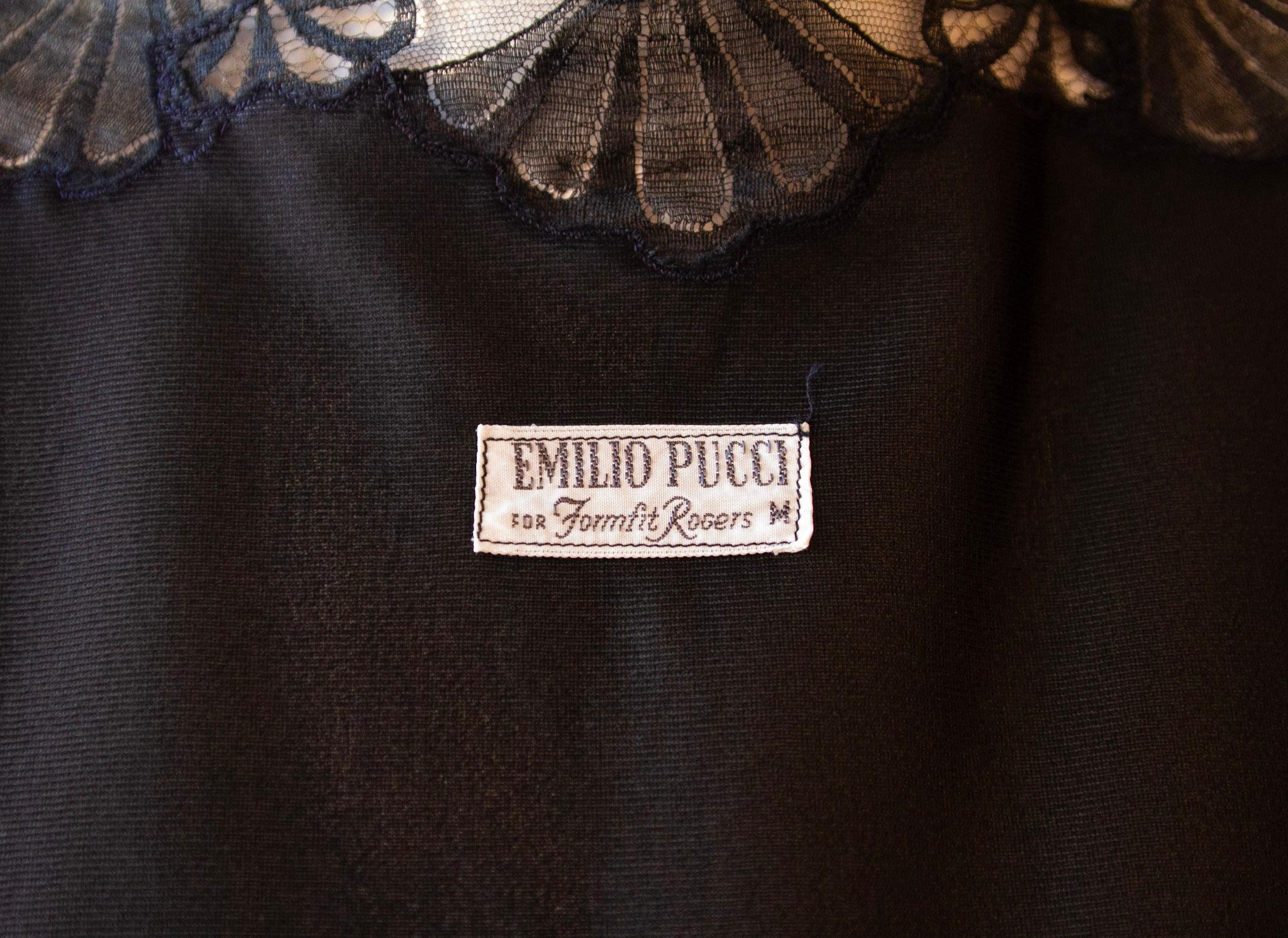 EMILIO PUCCI for Formfit Rogers, Mid-Length Black Silk Button Robe, circa 1960 4