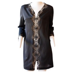 Vintage EMILIO PUCCI for Formfit Rogers, Mid-Length Black Silk Button Robe, circa 1960