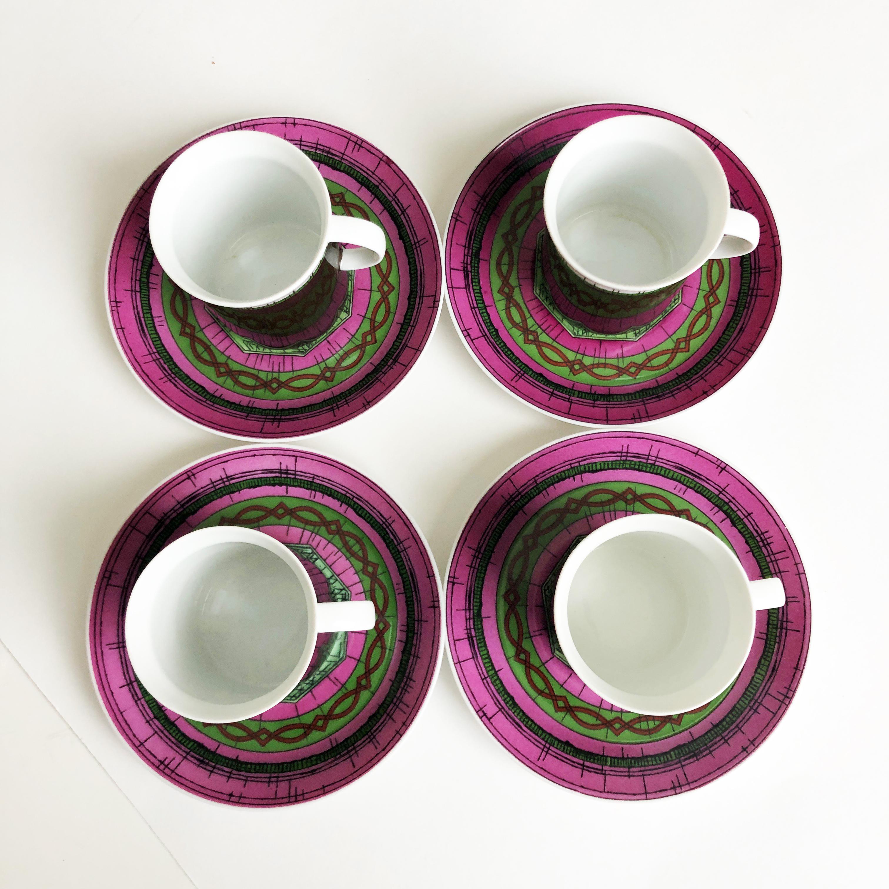 Emilio Pucci for Rosenthal 13pc Espresso Coffee Service Abstract 1960s Rare In Good Condition In Port Saint Lucie, FL