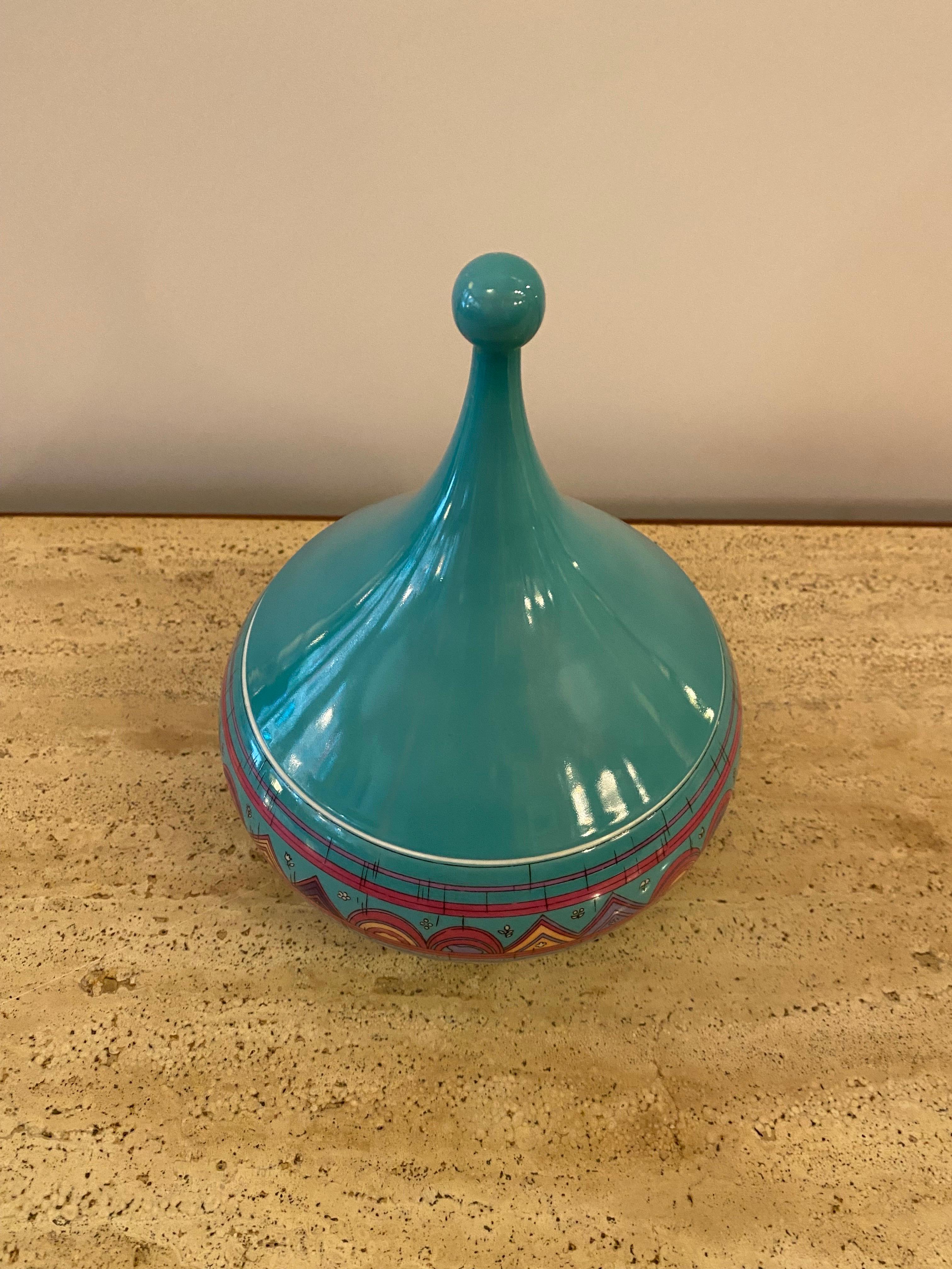 Emilio Pucci for Rosenthal Ceramic Lidded Box. Beautiful Colors, vibrant and unique.