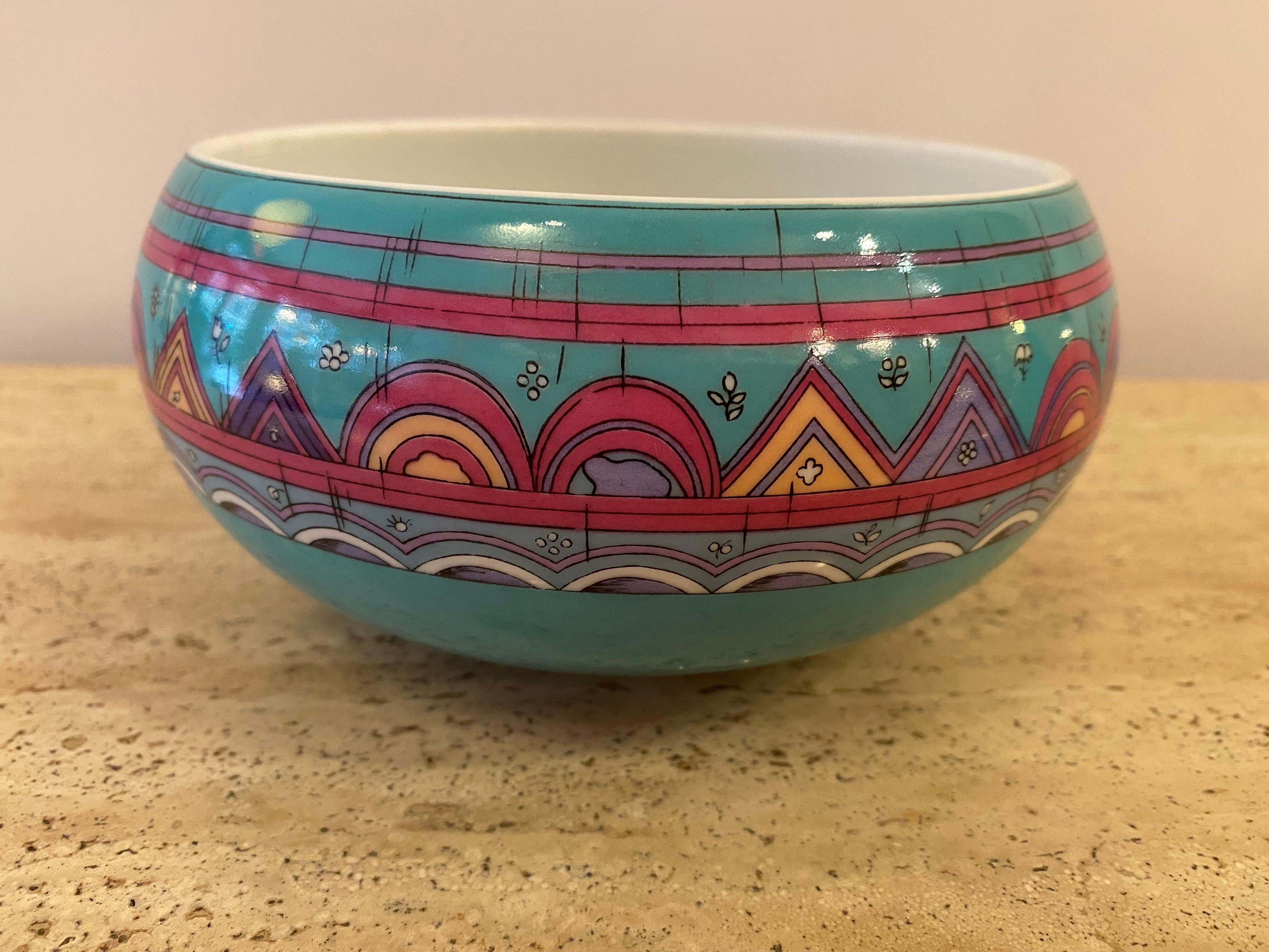 Mid-Century Modern Emilio Pucci for Rosenthal Lidded Ceramic Bowl For Sale