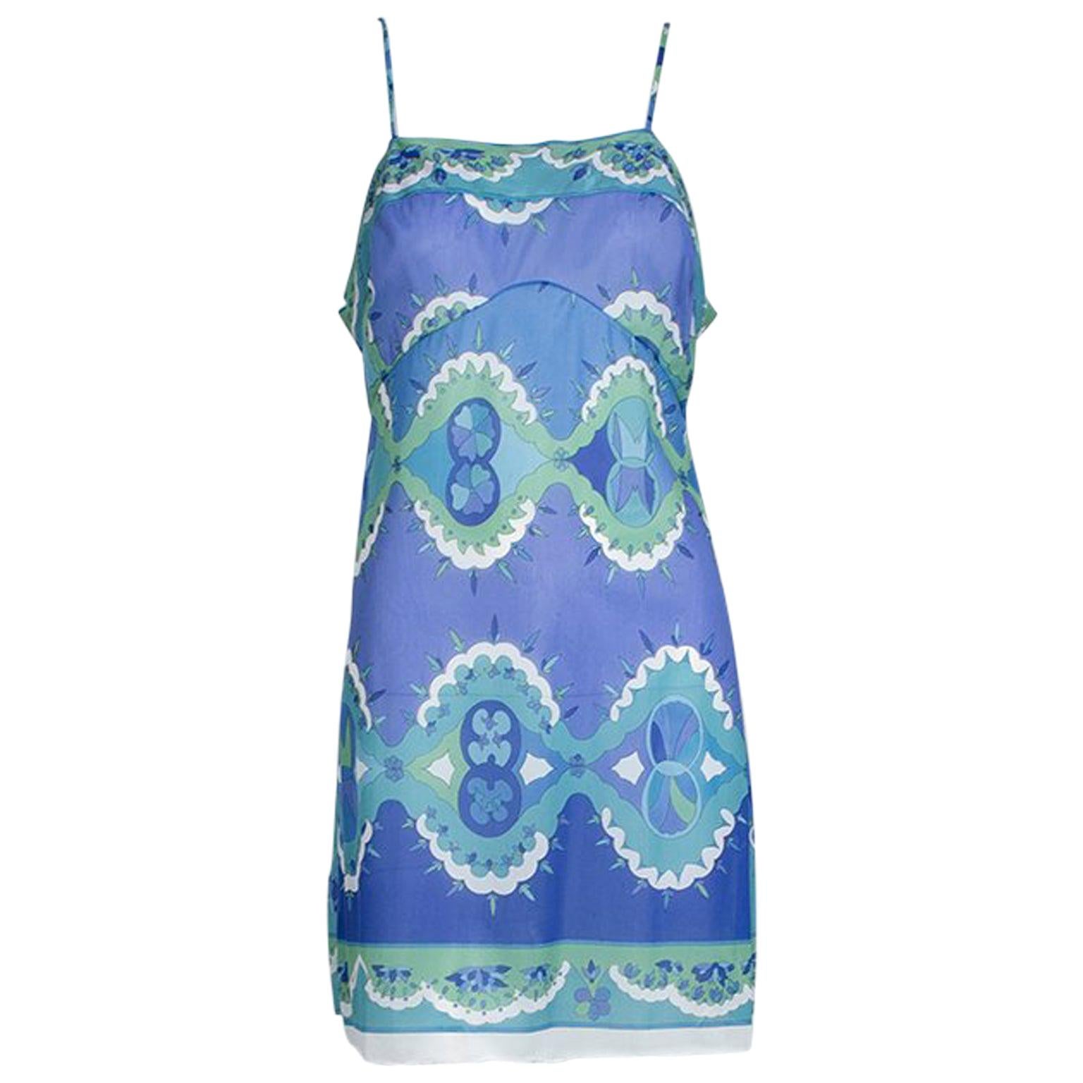 Emilio Pucci Formfit Rogers Blue Palette Negligée Slip Mini Dress - Small, 1960s