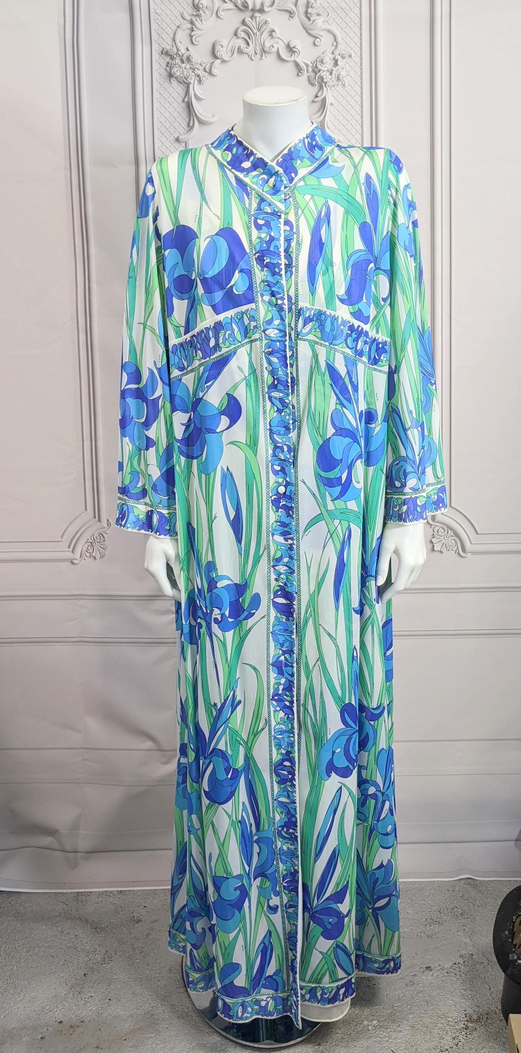 Blue Emilio Pucci Formfit Rogers Iris Print Ensemble For Sale