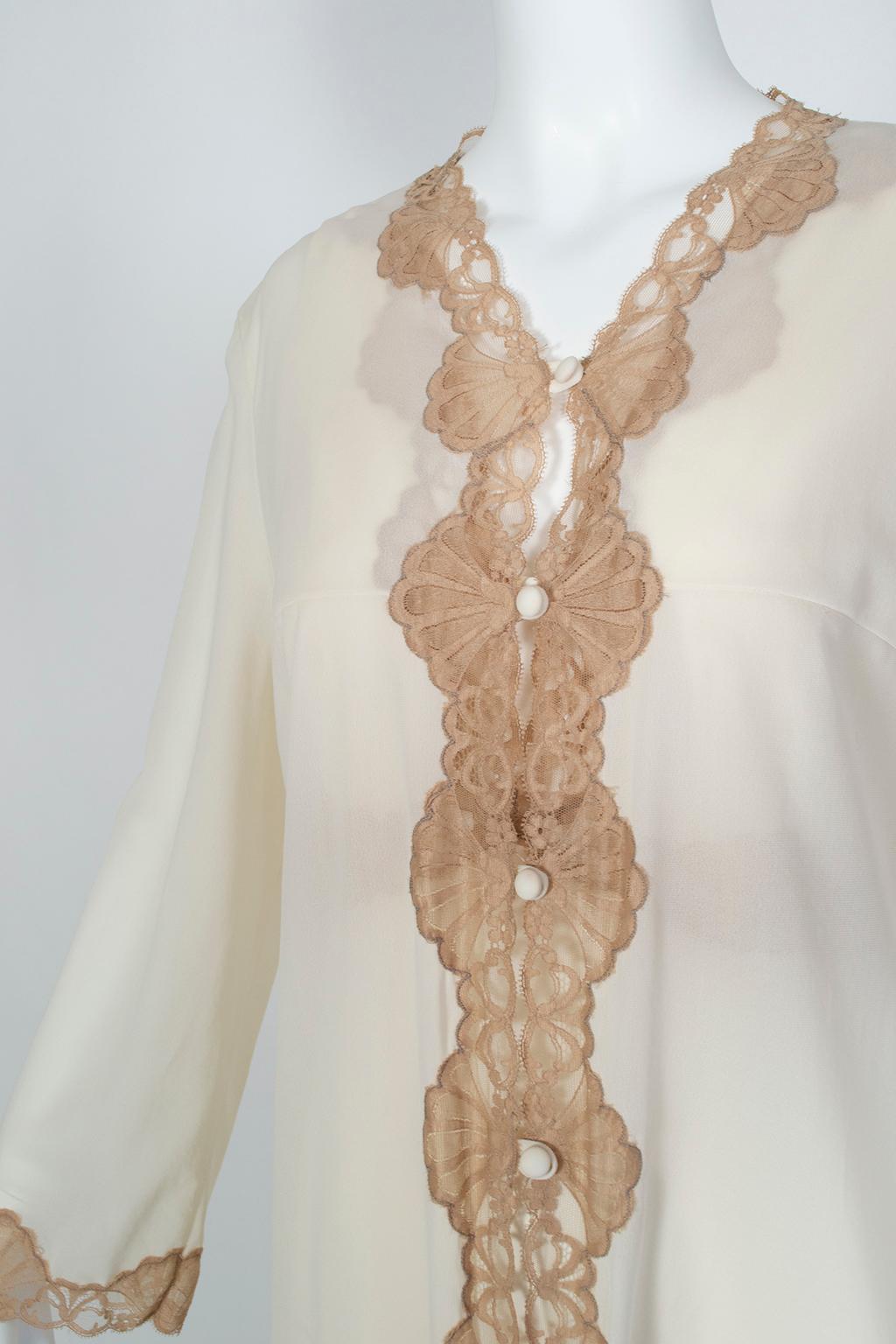Emilio Pucci Formfit Rogers Ivory Bridal Peignoir Gown and Robe Set – M, 1960s 3