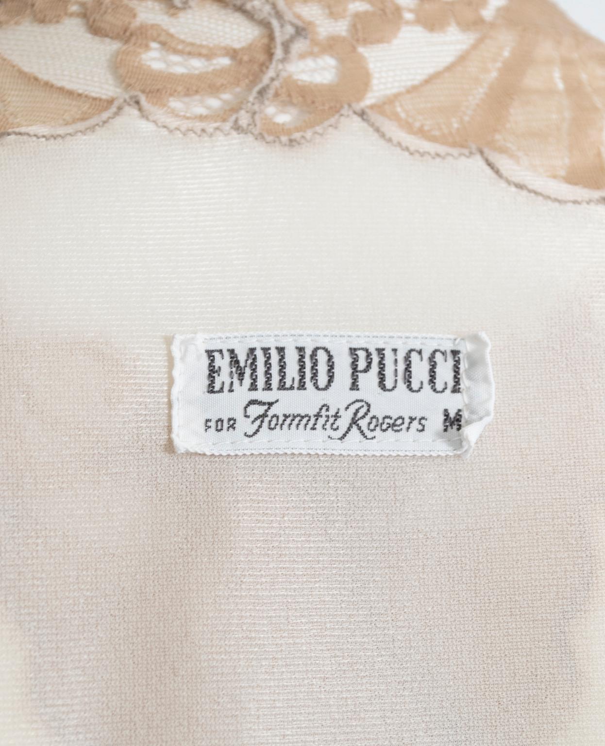 Emilio Pucci Formfit Rogers Ivory Bridal Peignoir Gown and Robe Set – M, 1960s 6