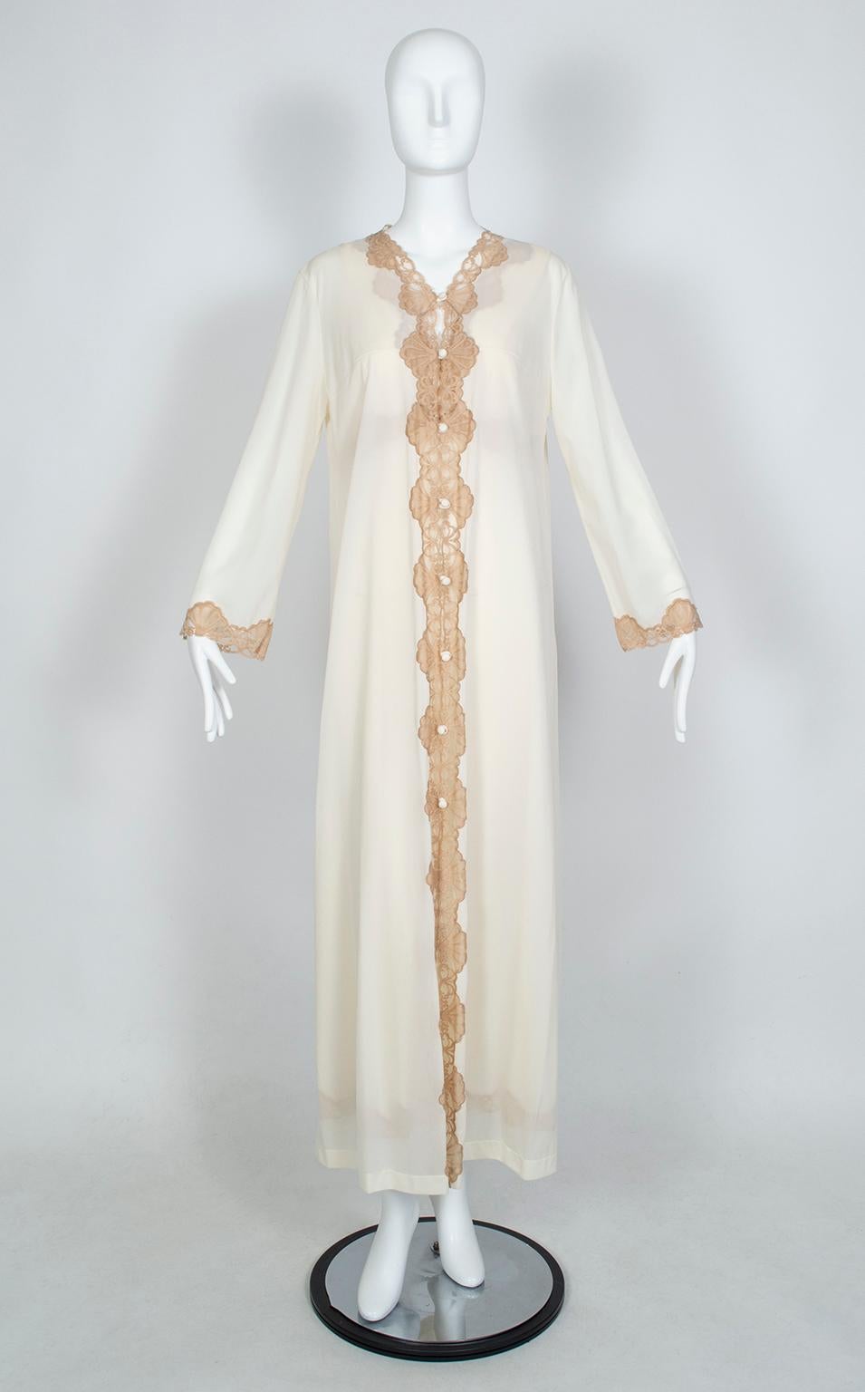 Emilio Pucci Formfit Rogers Ivory Bridal Peignoir Gown and Robe Set – M, 1960s In Good Condition In Tucson, AZ