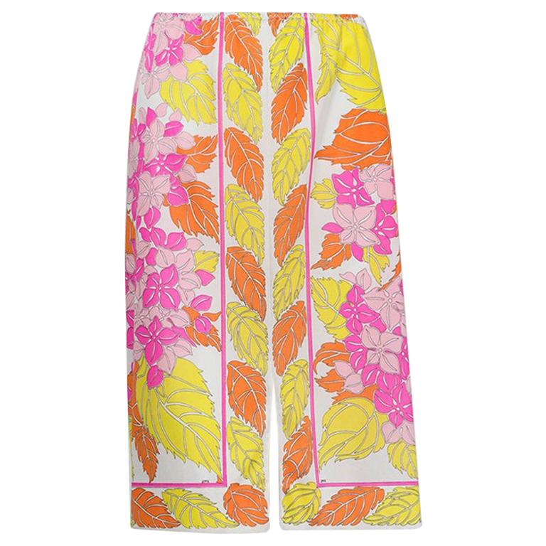 Emilio Pucci Formfit Rogers Orange Palette Floral Print Skirt Slip - M ...