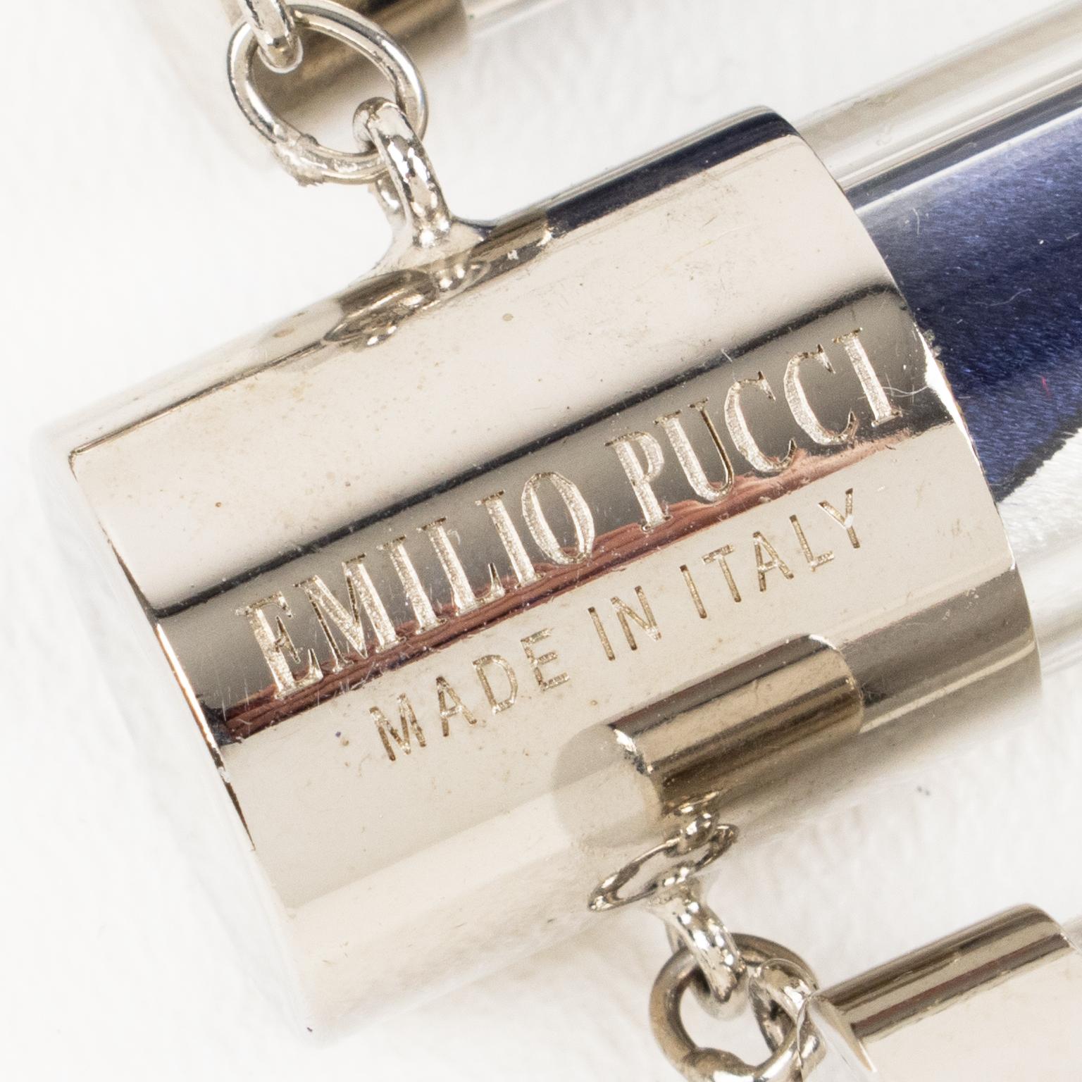 Emilio Pucci Futuristic Chrome Metal and Silk Abstract Choker Necklace In Excellent Condition For Sale In Atlanta, GA