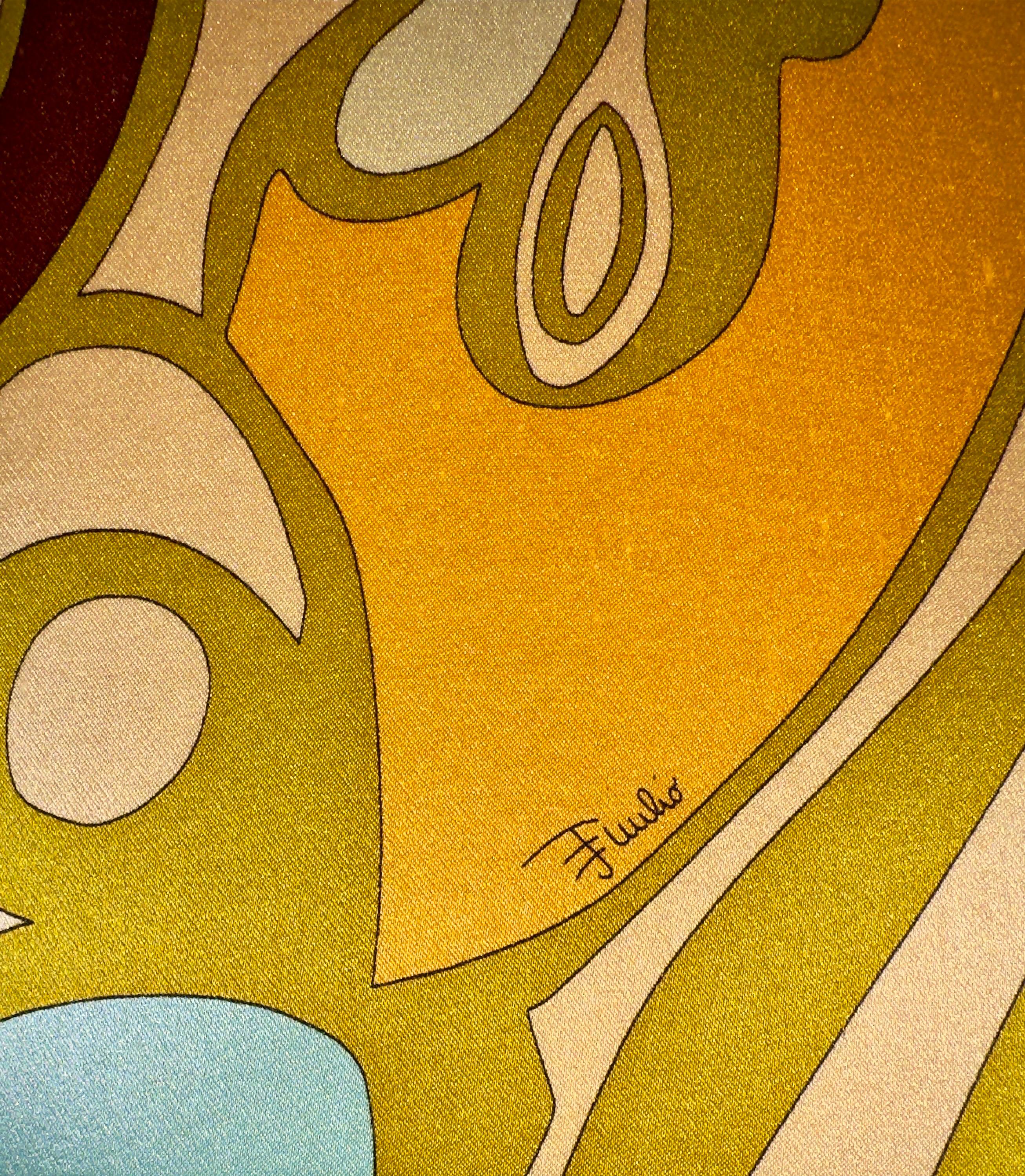 EMILIO PUCCI FW 2003 Signature Print Seidenkleid 42 (Gelb) im Angebot