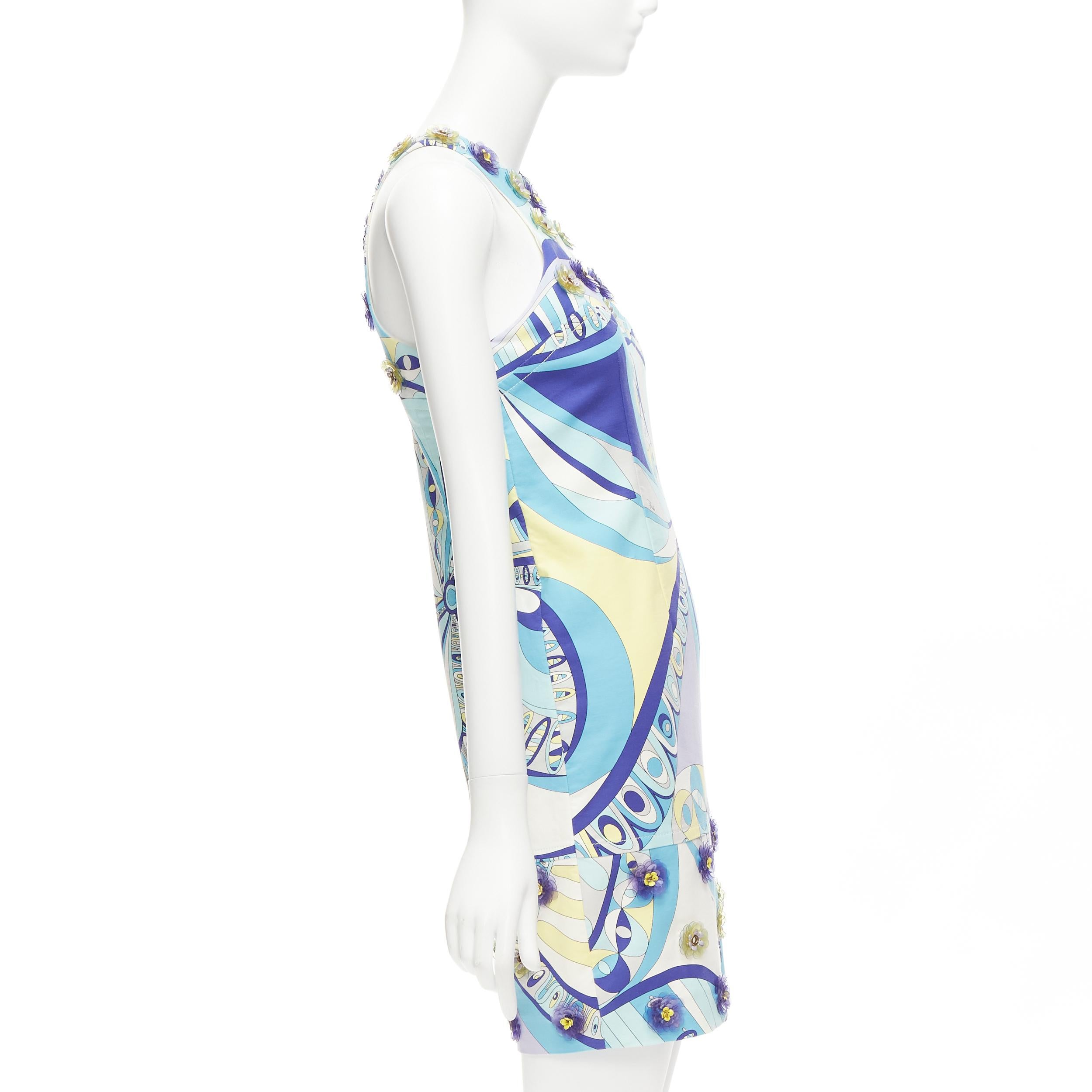 EMILIO PUCCI geometric floral print cut out flower applique halter mini dress In Excellent Condition In Hong Kong, NT