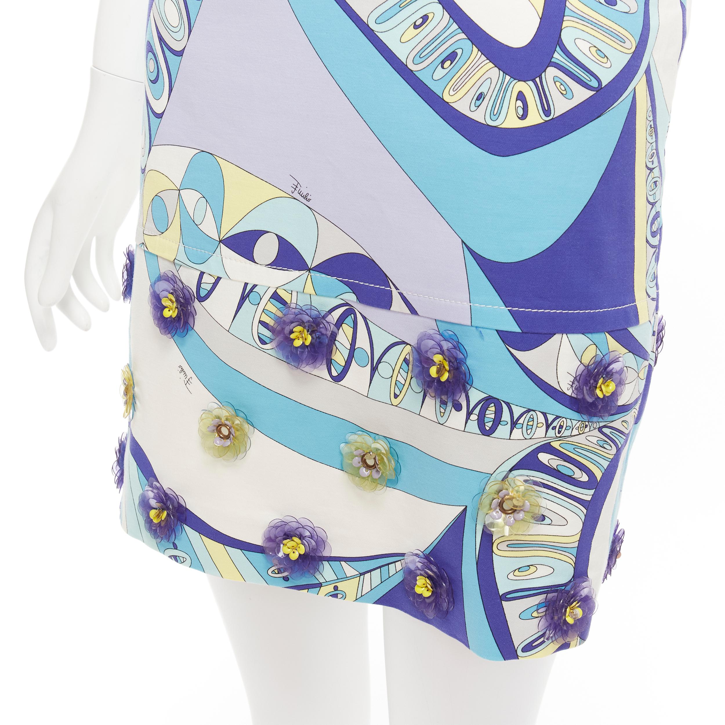 EMILIO PUCCI geometric floral print cut out flower applique halter mini dress 2