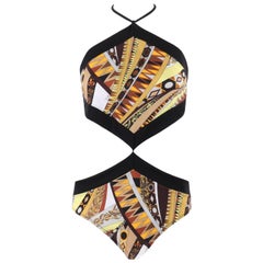 EMILIO PUCCI Geometric Print Diamond Cut One-Piece Swimsuit NWT