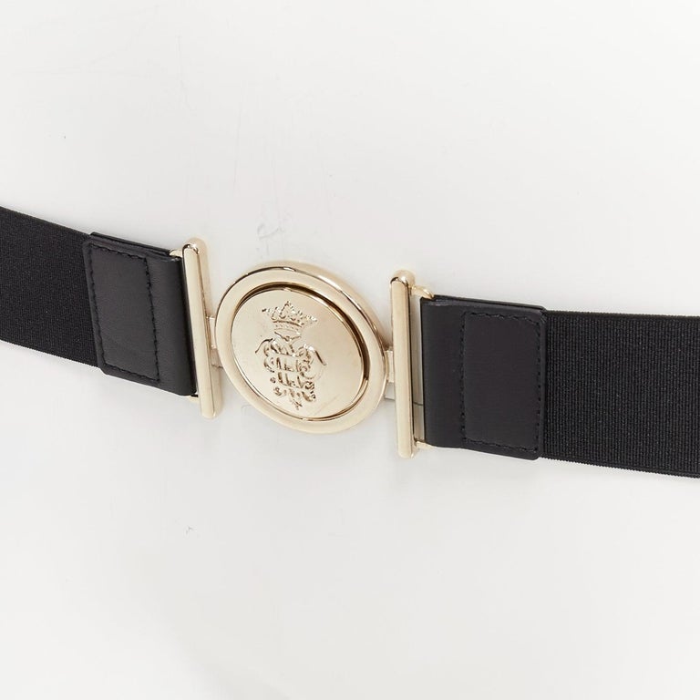 EMILIO PUCCI gold crest logo buckle black fabric stretch  display picture 1