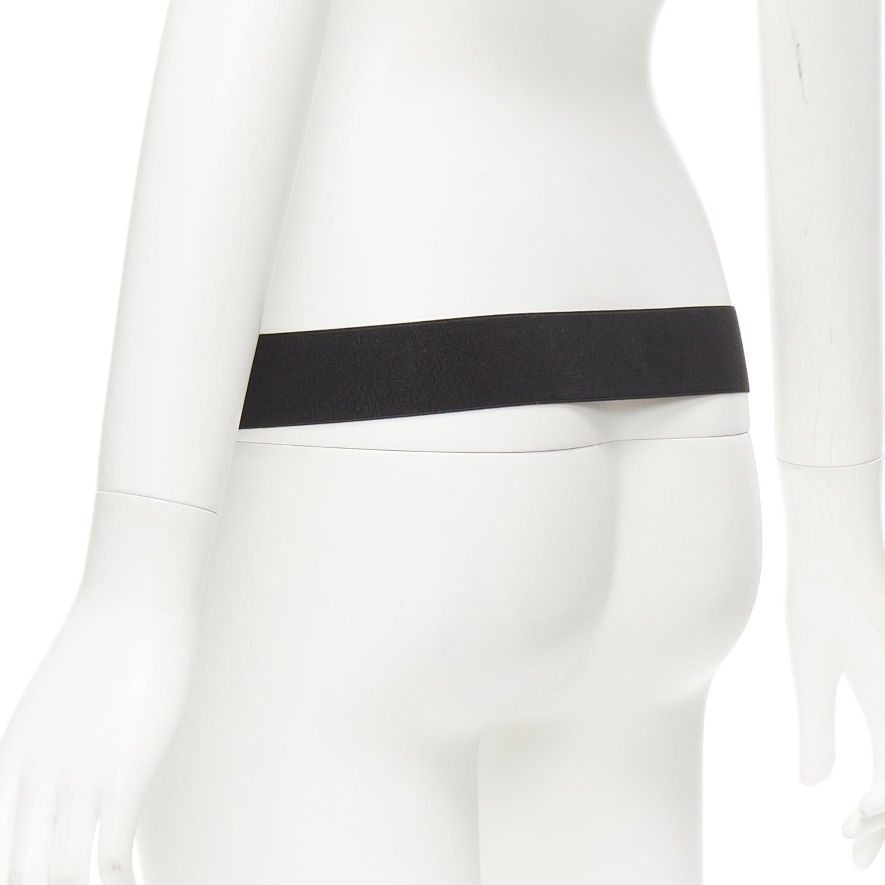 EMILIO PUCCI gold crest logo buckle black fabric stretch skinny belt IT38 XS For Sale 2