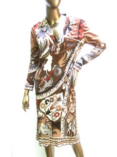 Emilio Pucci Graphic Silk Jersey Dress. 1970's.