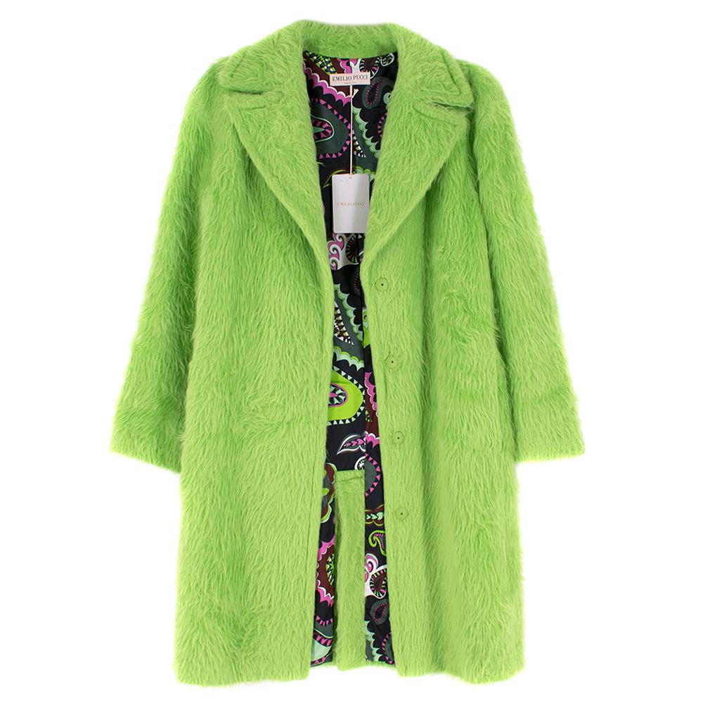 Emilio Pucci Green Alpaca and Wool Blend Coat IT 40 In Excellent Condition In London, GB