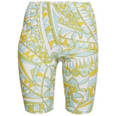 Emilio Pucci Pantalones cortos de motorista con estampado de banderine verde M