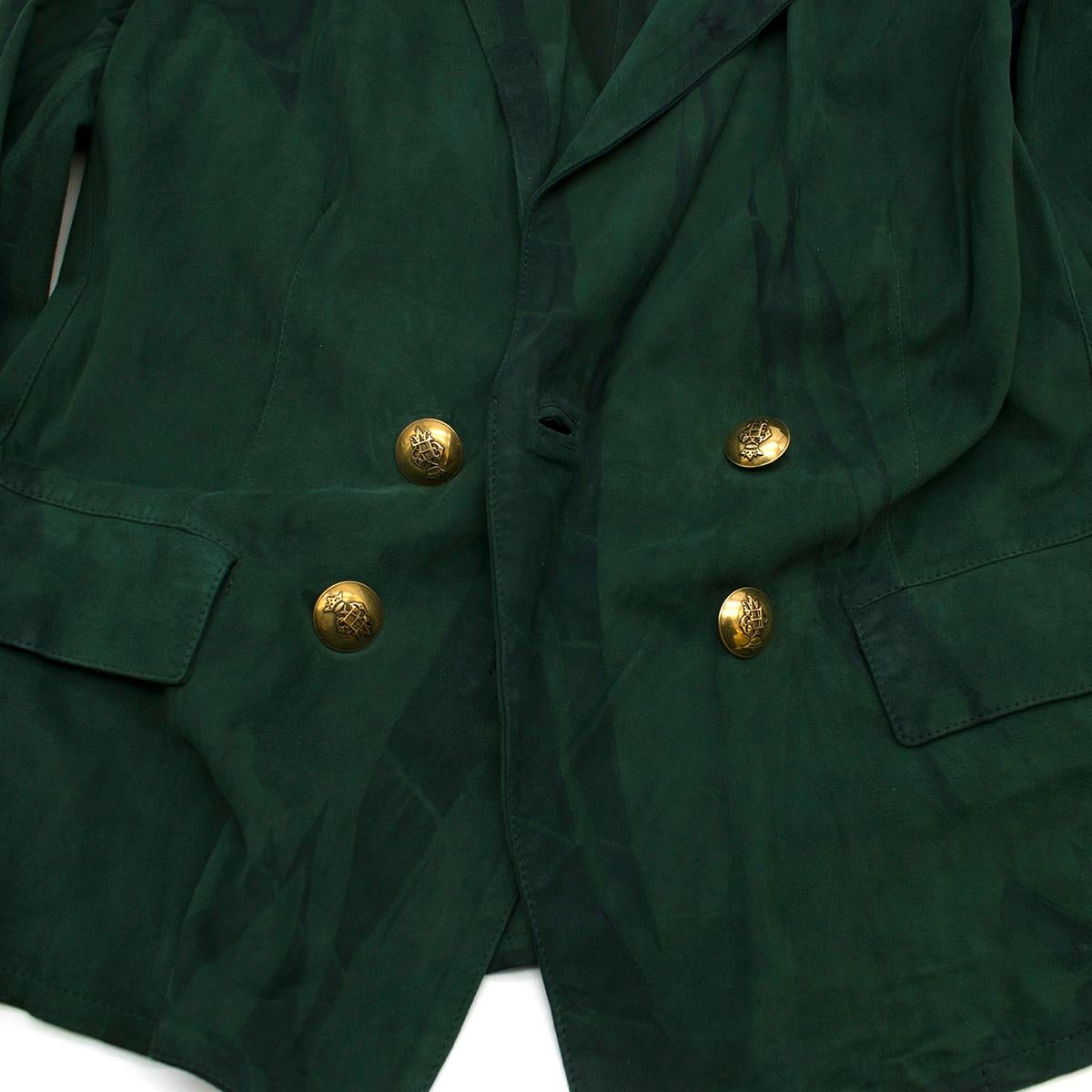 Women's Emilio Pucci Green Double-Breasted Suede Blazer Jacket UK 10