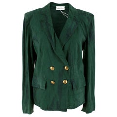 Emilio Pucci Green Double-Breasted Suede Blazer Jacket UK 10