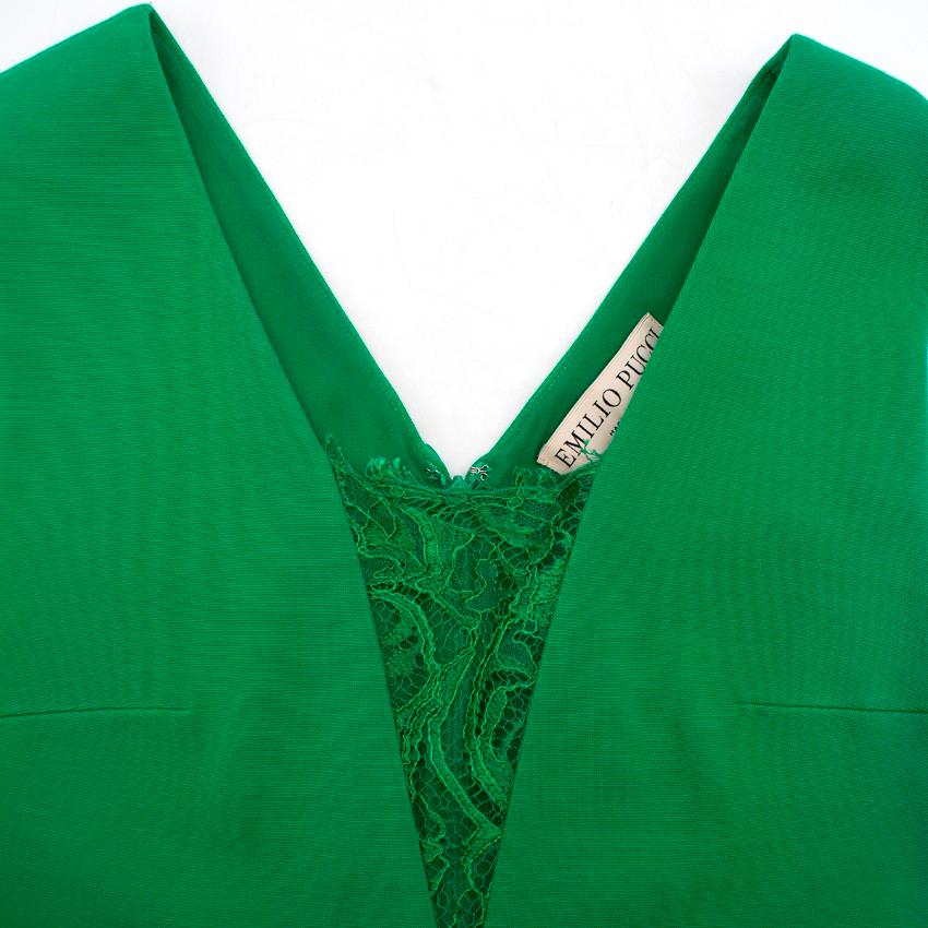 Emilio Pucci Green Fitted Lace Insert Dress US 6 In Excellent Condition In London, GB