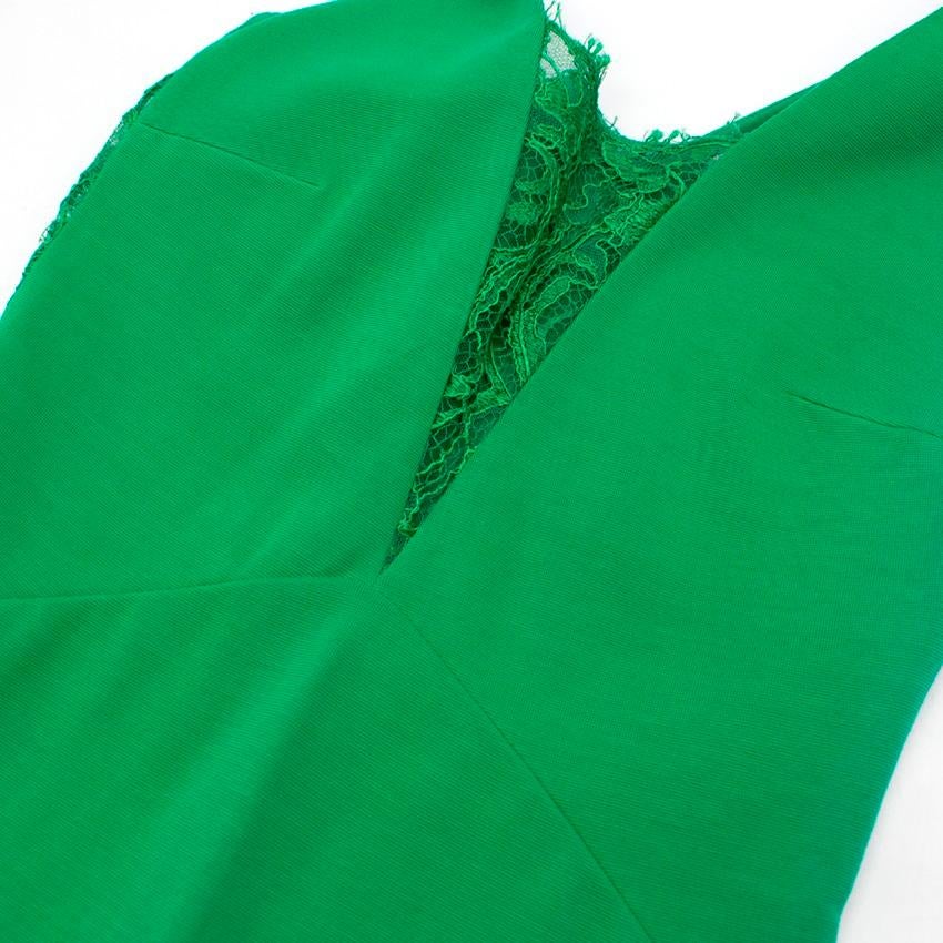 Emilio Pucci Green Fitted Lace Insert Dress US 4 In Excellent Condition For Sale In London, GB