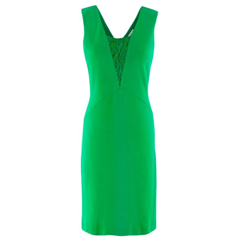 Emilio Pucci Green Fitted Lace Insert Dress US 6