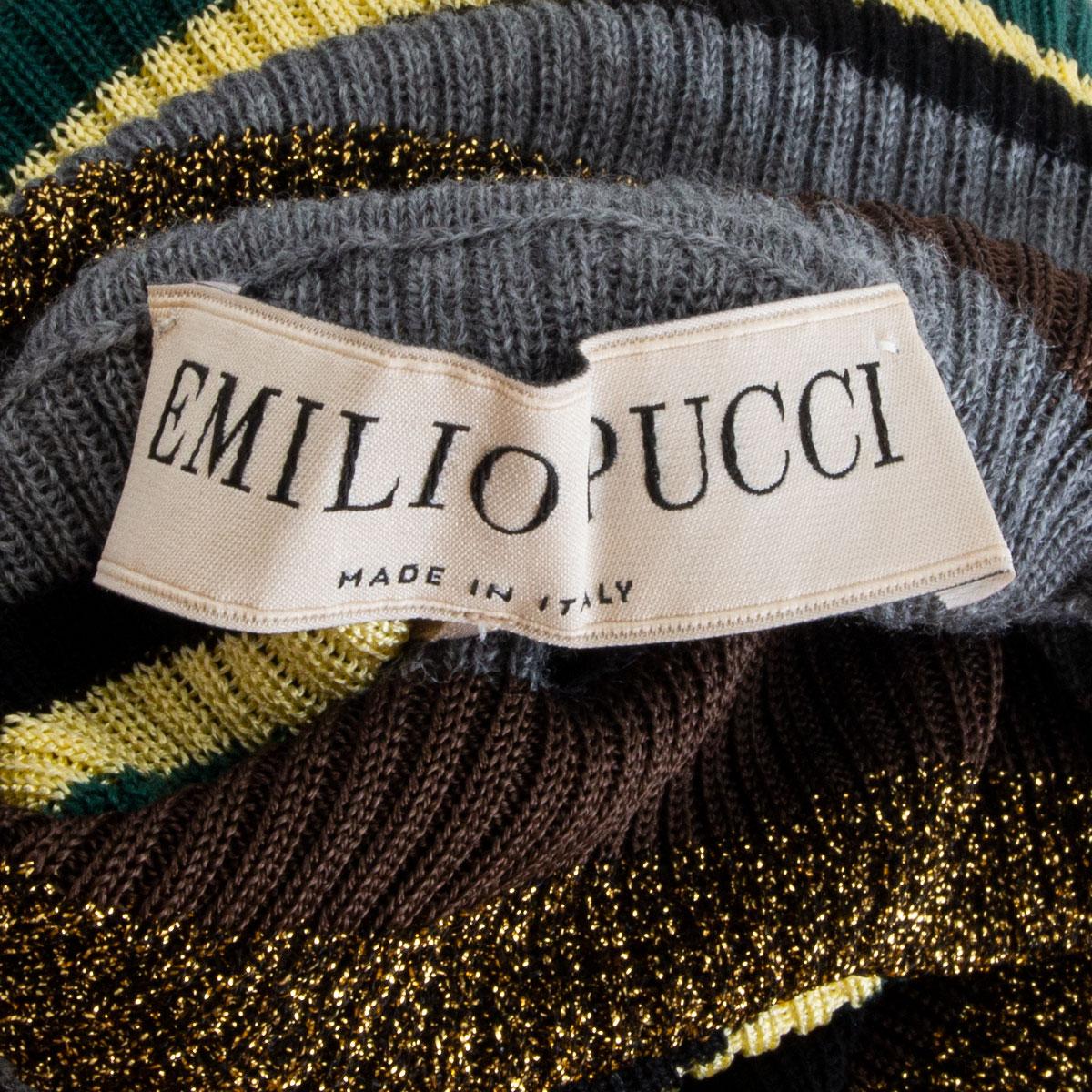 Black EMILIO PUCCI green & multicolor wool blend Turtleneck Maxi knit Sweater Dress S