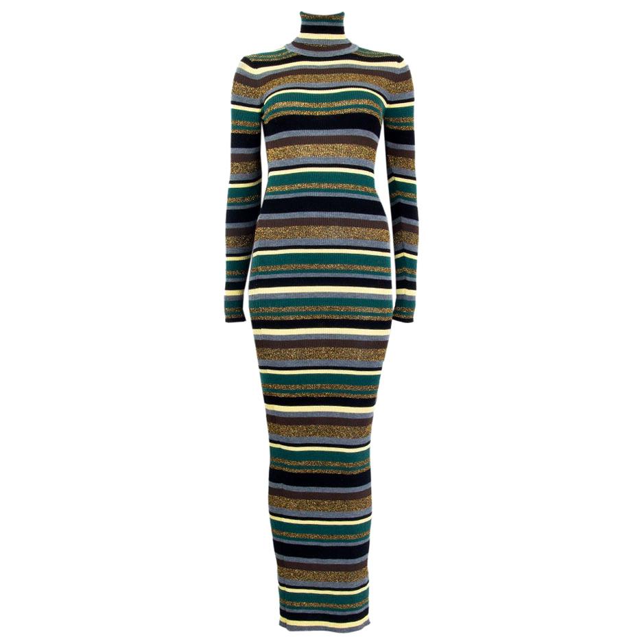 EMILIO PUCCI green & multicolor wool blend Turtleneck Maxi knit Sweater Dress S