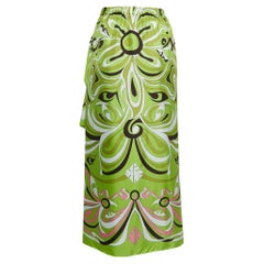 Emilio Pucci Green Printed Silk Pareo M