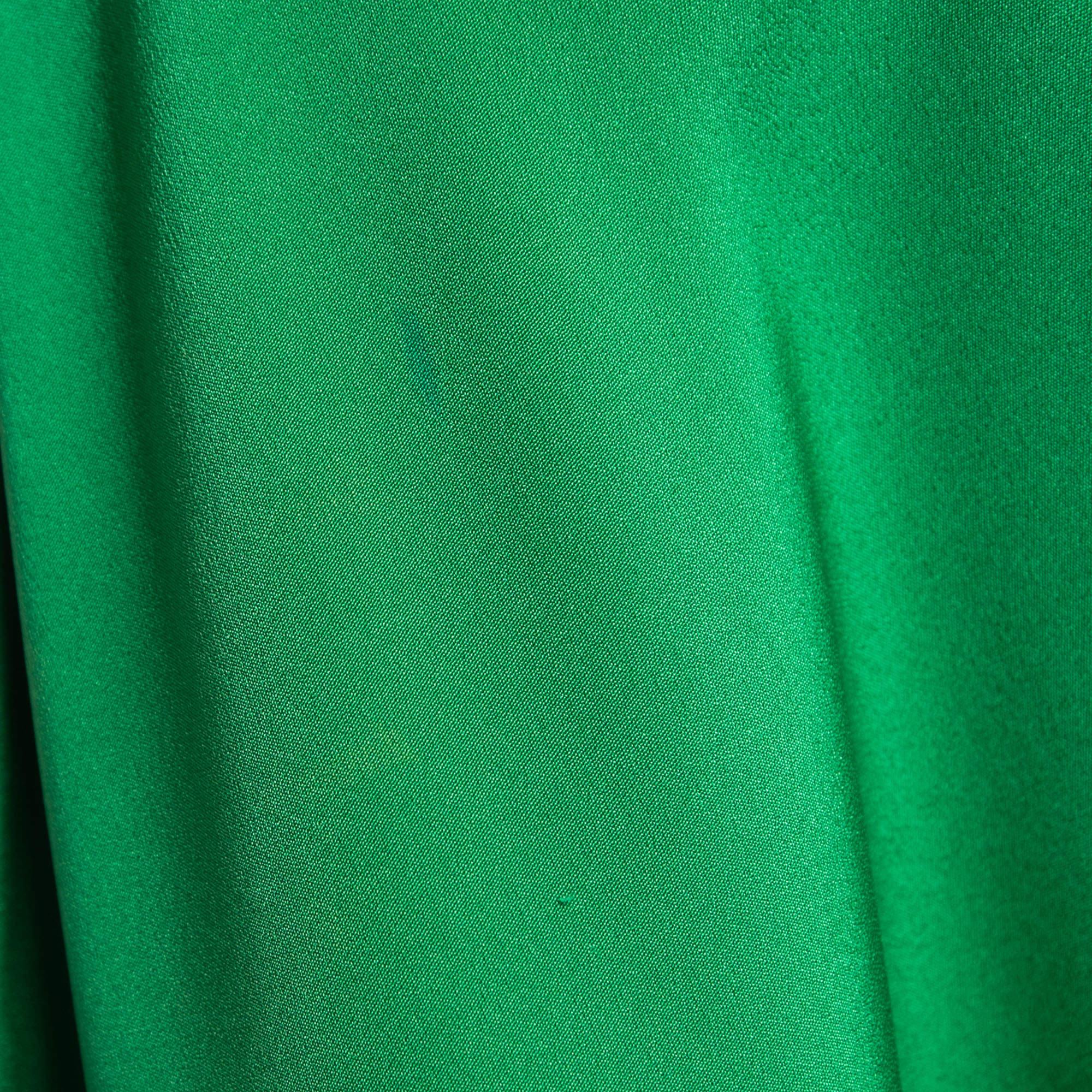 Women's Emilio Pucci Green Silk Embellished Neck Detail Long Dress S