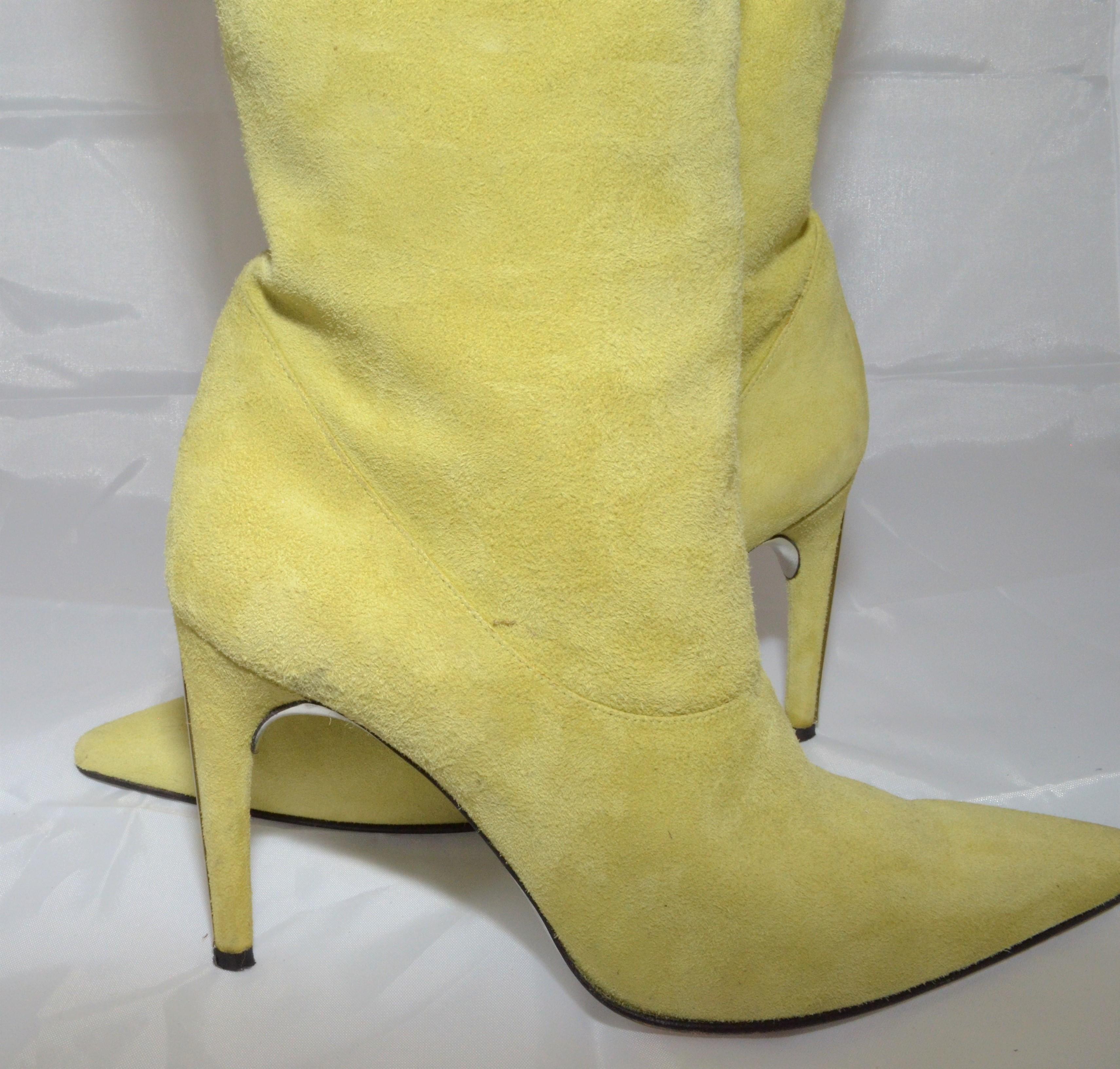 Emilio Pucci Green Suede Boots with Printed Lining 39.5 3