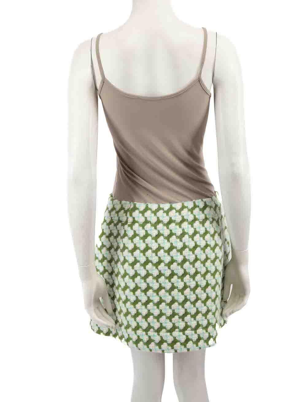 Women's Emilio Pucci Green Wool Tweed Mini Skirt Size M For Sale