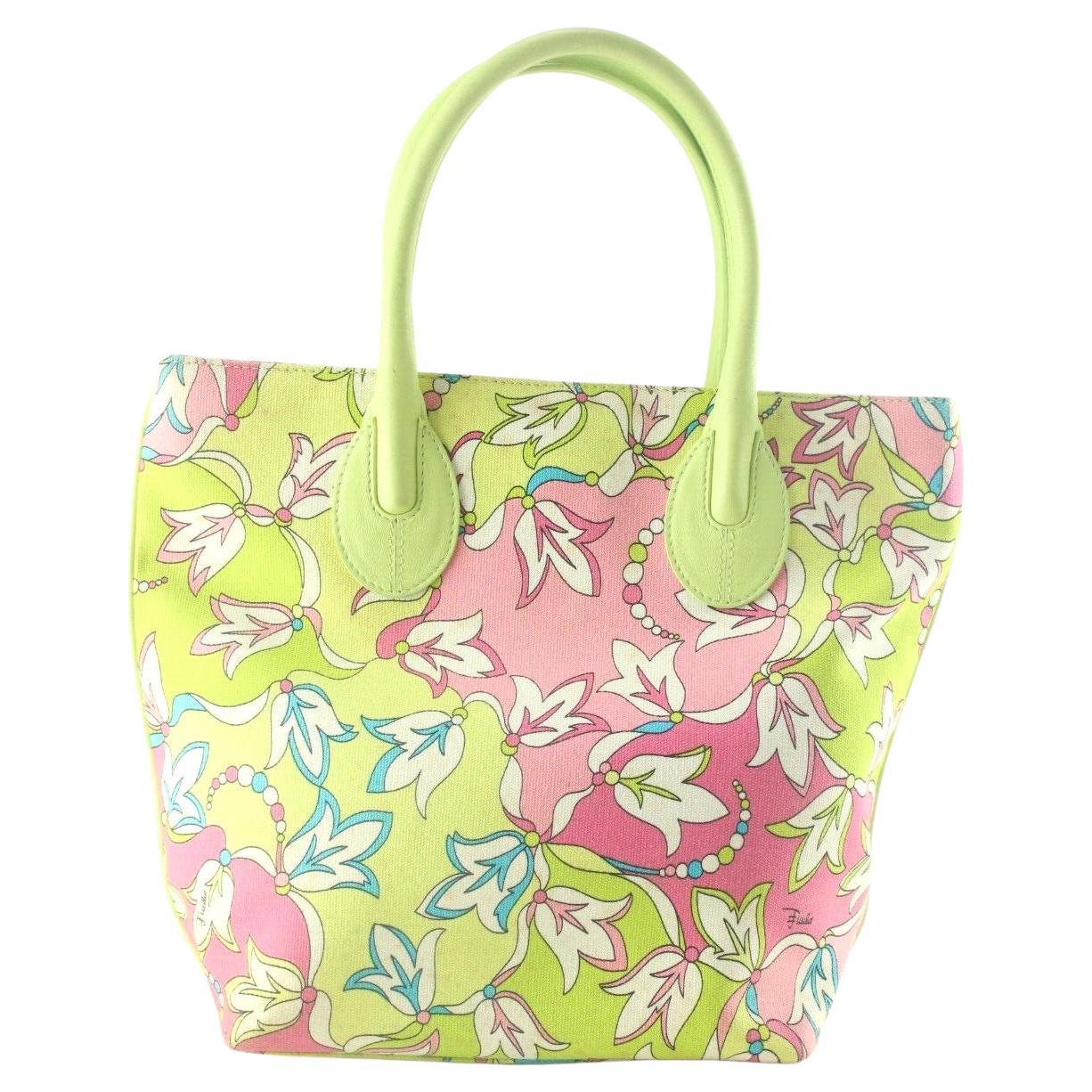 Emilio Pucci Green x Pink Floral Tote 1EP822K