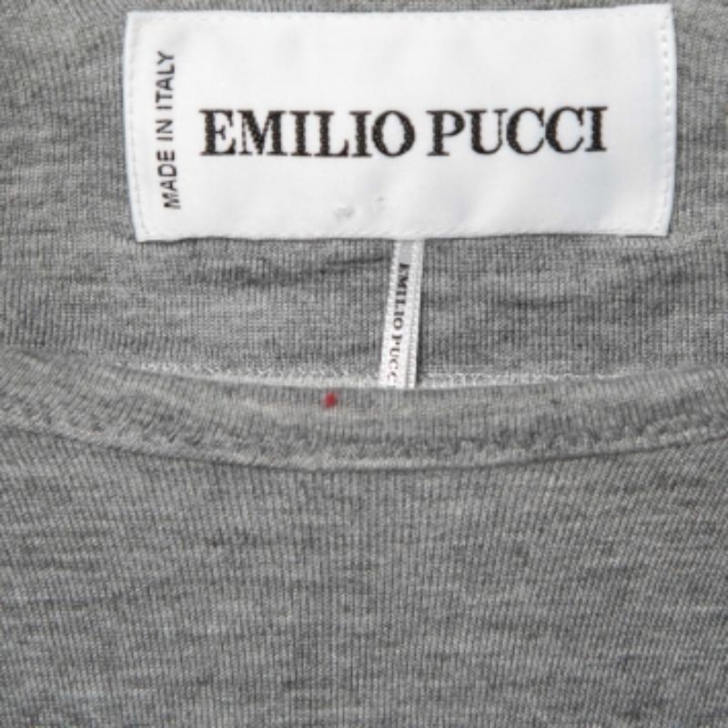 Emilio Pucci Graues langärmeliges Oberteil aus Jersey mit Spitzenverzierung aus Jersey M Damen im Angebot